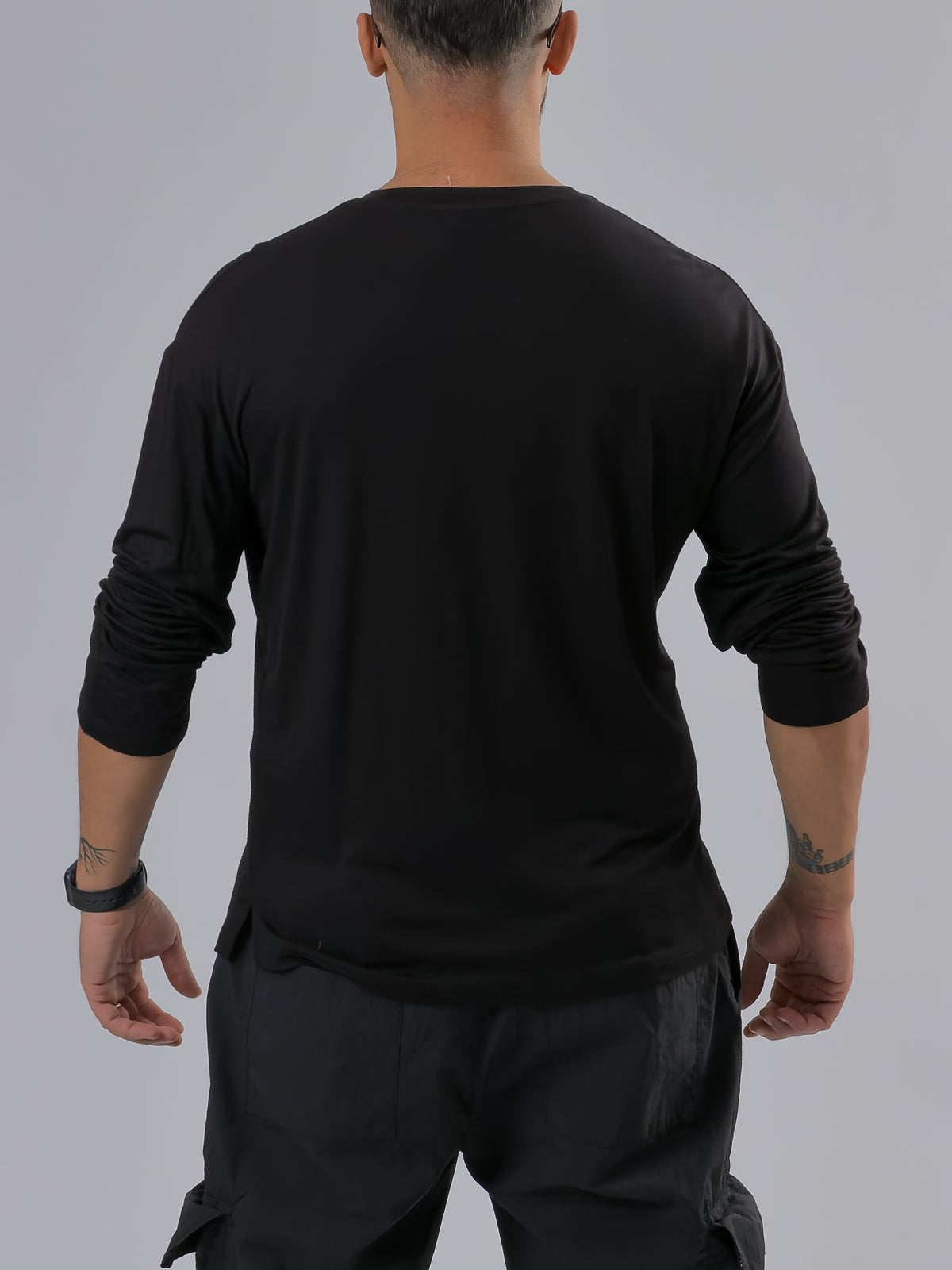 Siyah Bisiklet Yaka Basic Erkek Sweatshirt COC3540