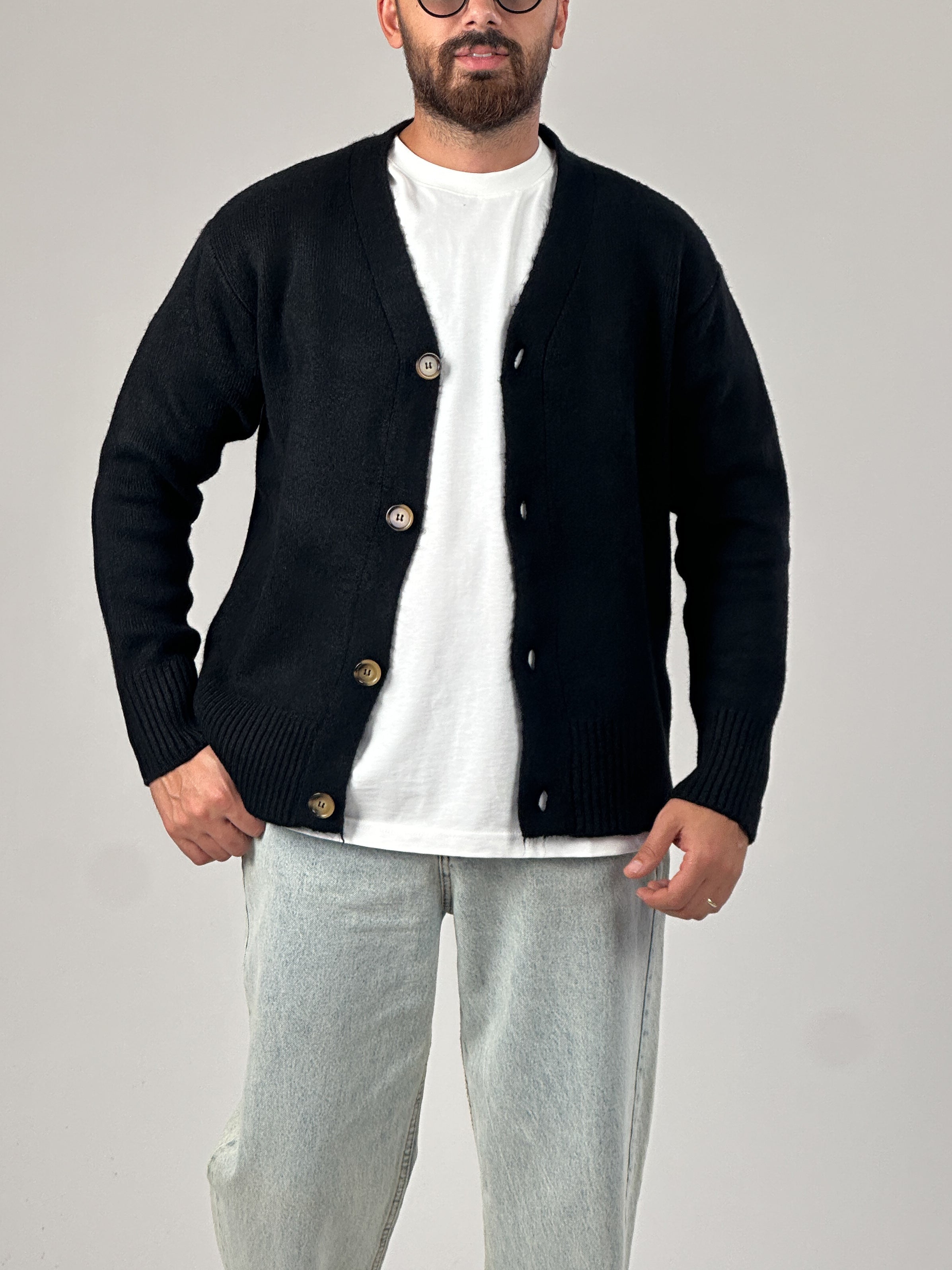 Siyah Erkek Triko Hırka COC1045