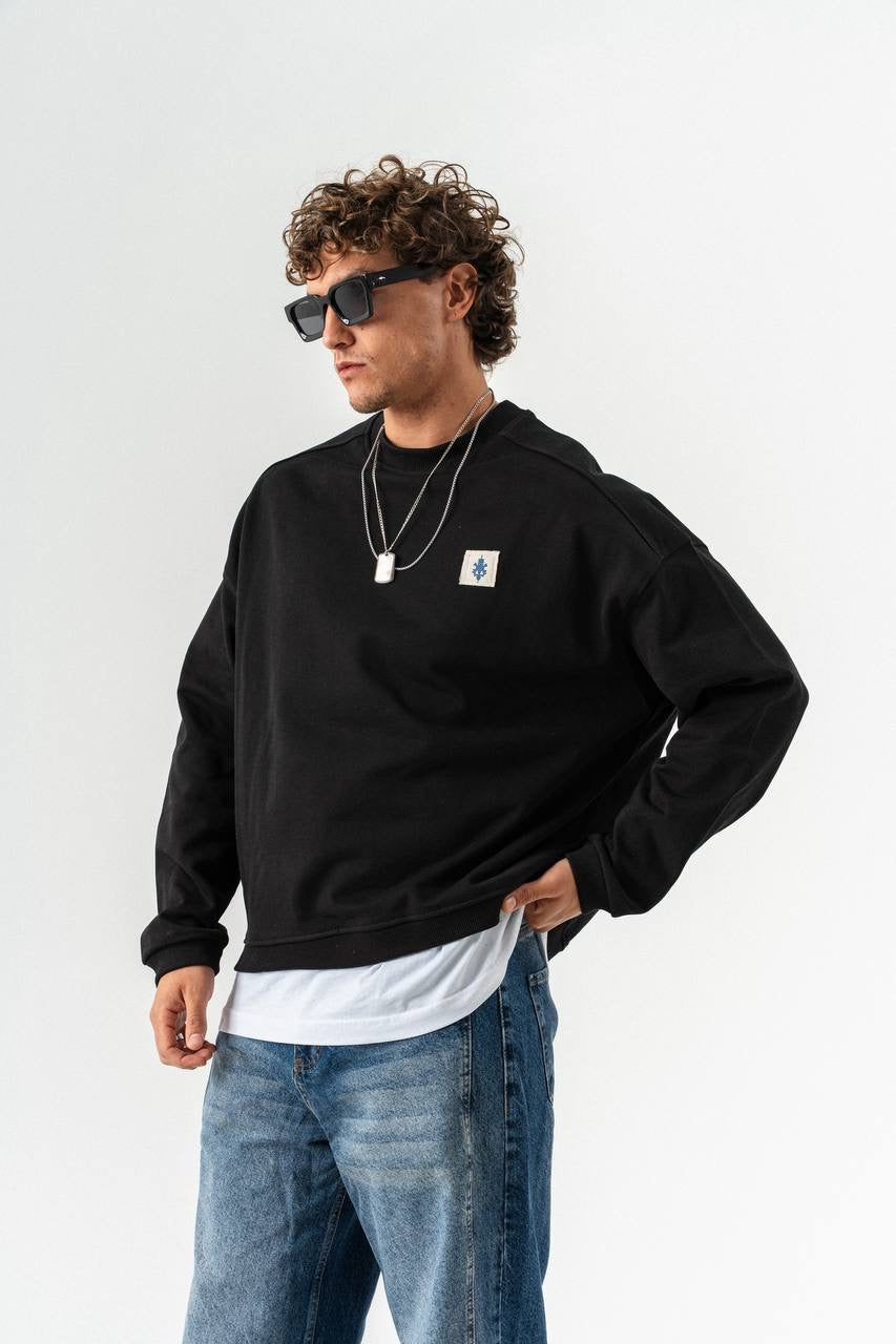Siyah Tasarım Etnik Sweatshirt COC3063