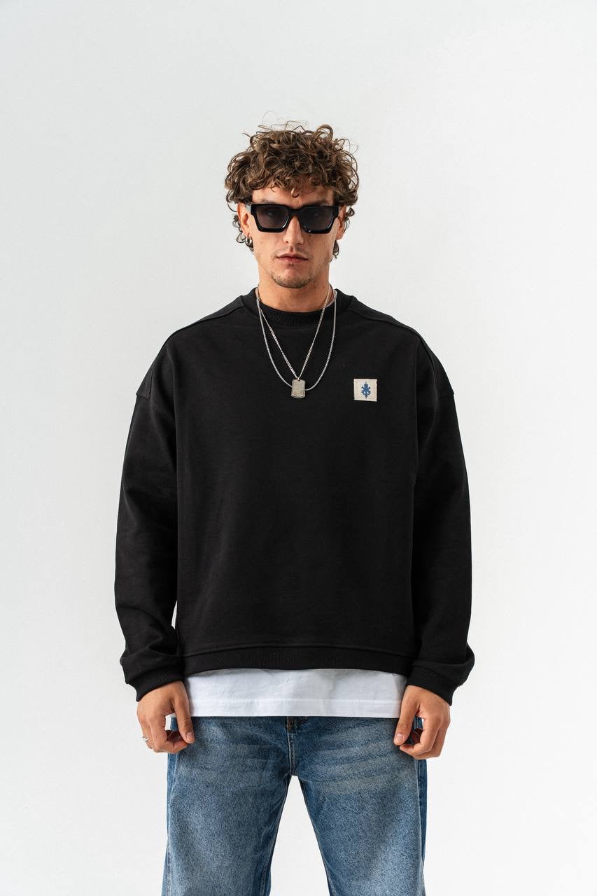 Siyah Tasarım Etnik Sweatshirt COC3063