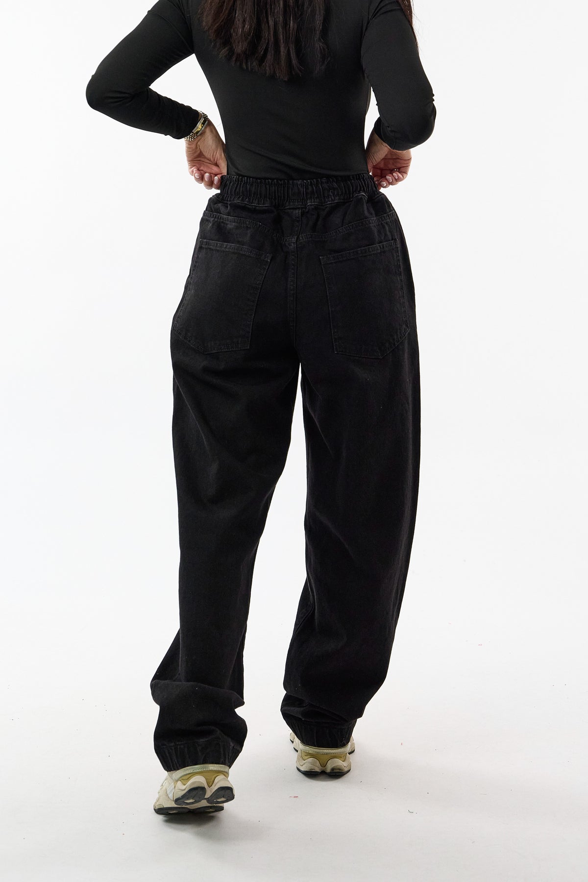 Siyah Warriors Yıldız Detaylı Baggy Jean Kadın Pantolon COC3748