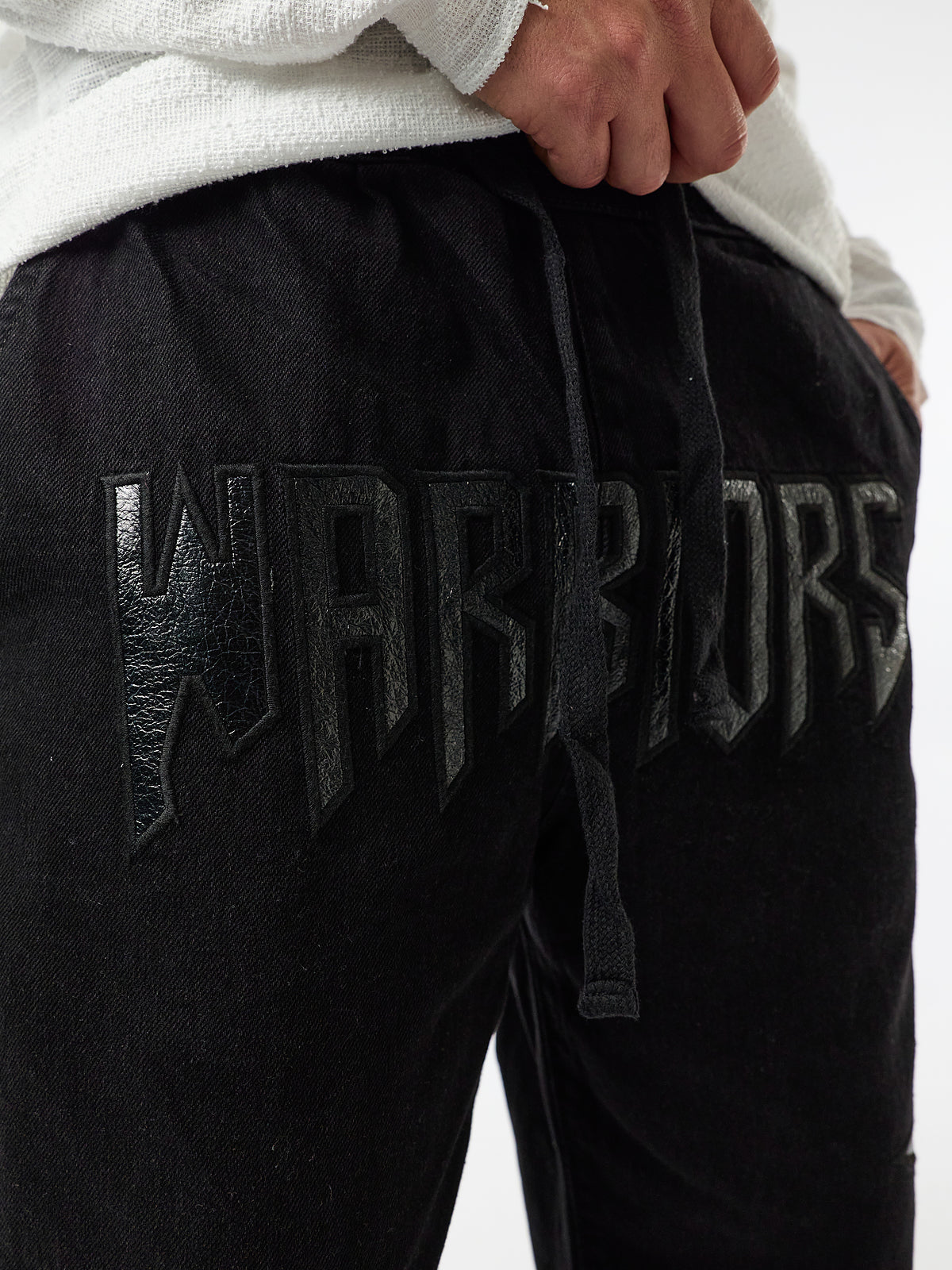 Siyah Warriors Yıldız Detaylı Erkek Baggy Jean Pantolon COC3608