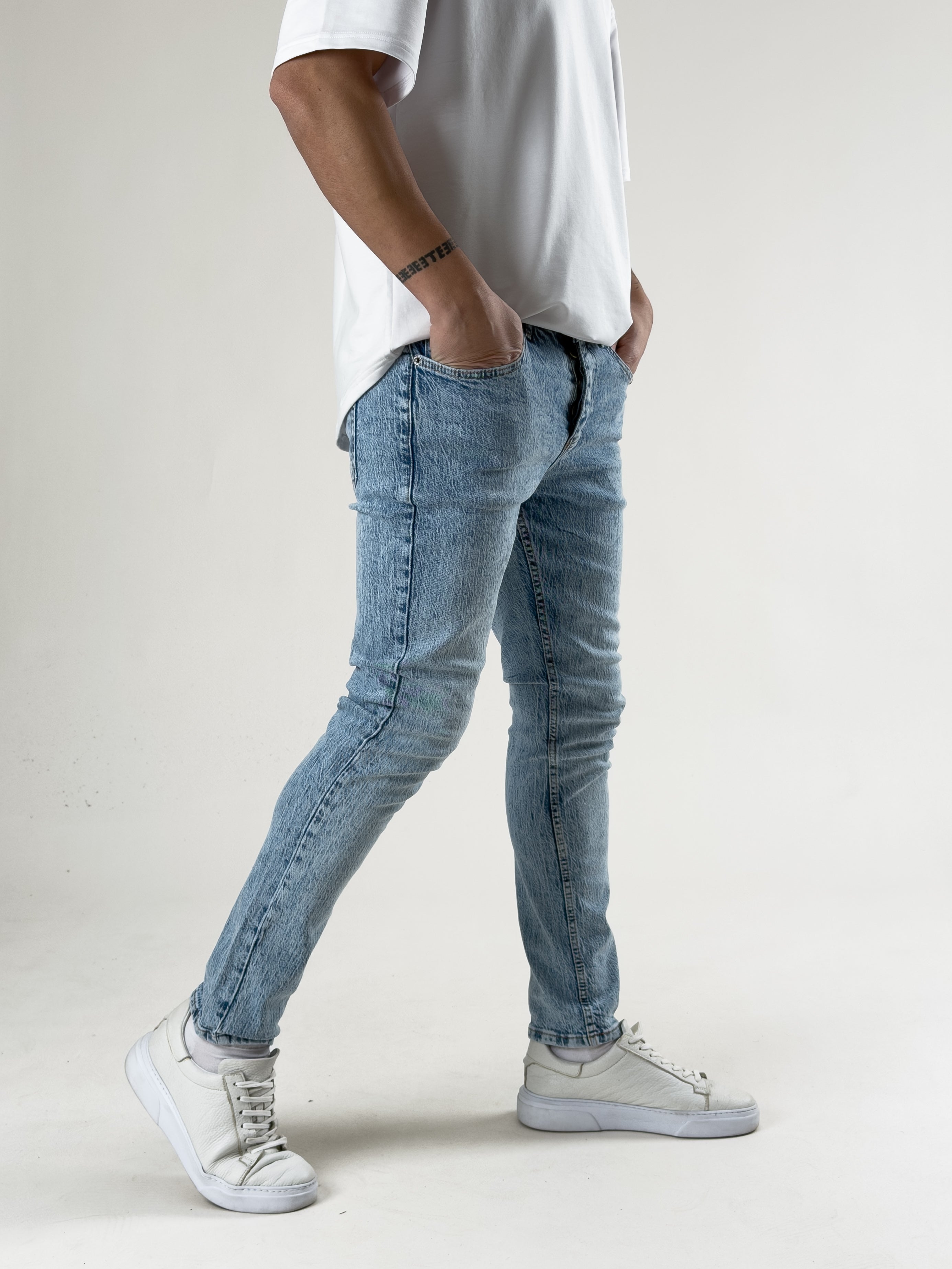 Slim Fit Buz Mavisi Erkek Kot Pantolon COC2715