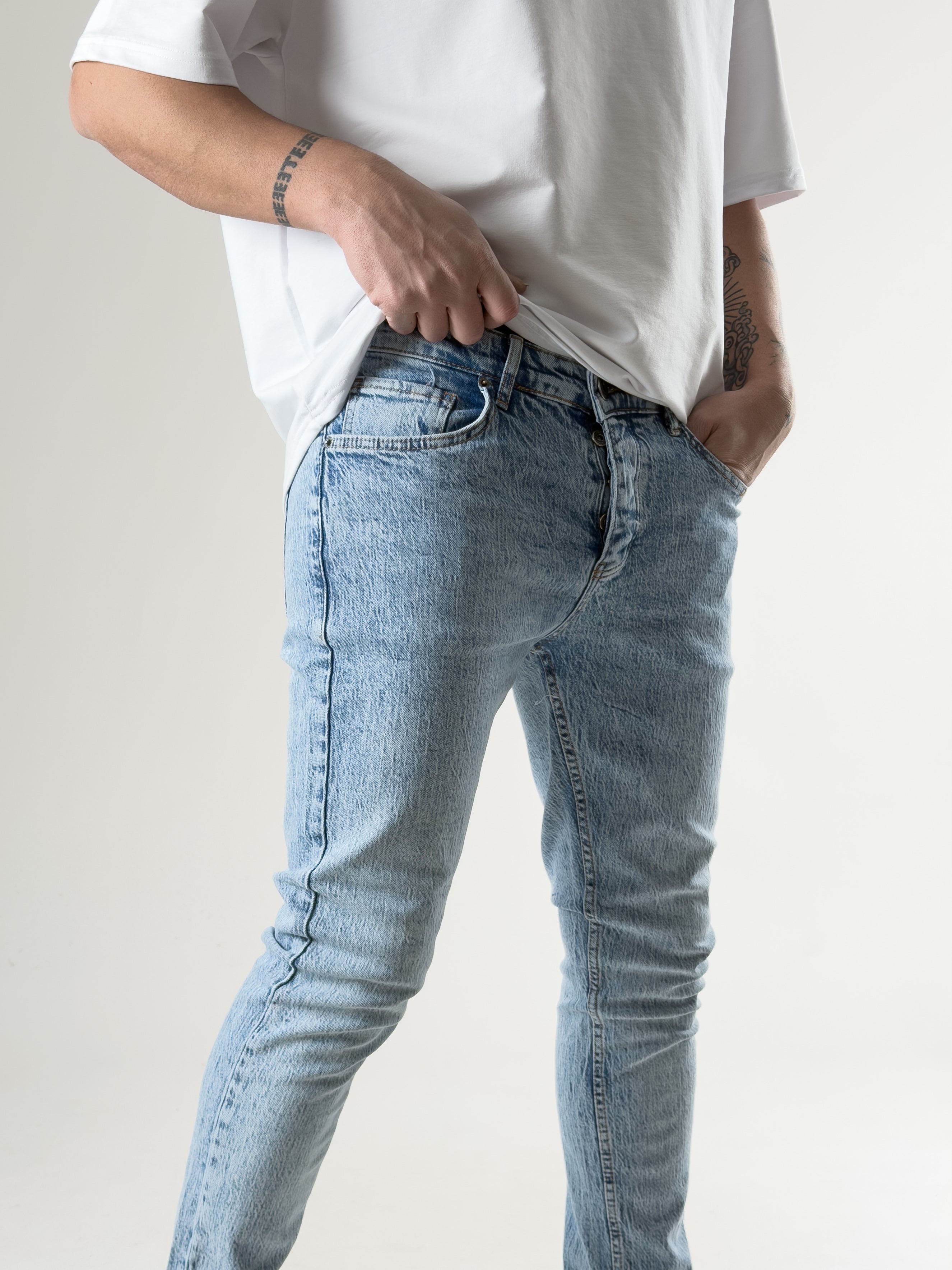 Slim Fit Buz Mavisi Erkek Kot Pantolon COC2715