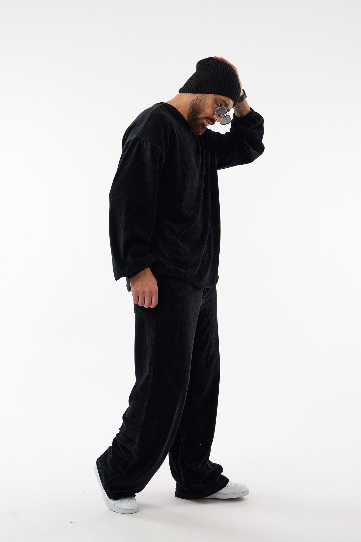 Soho Siyah Kadife İkili Oversize Erkek Takım COC3725