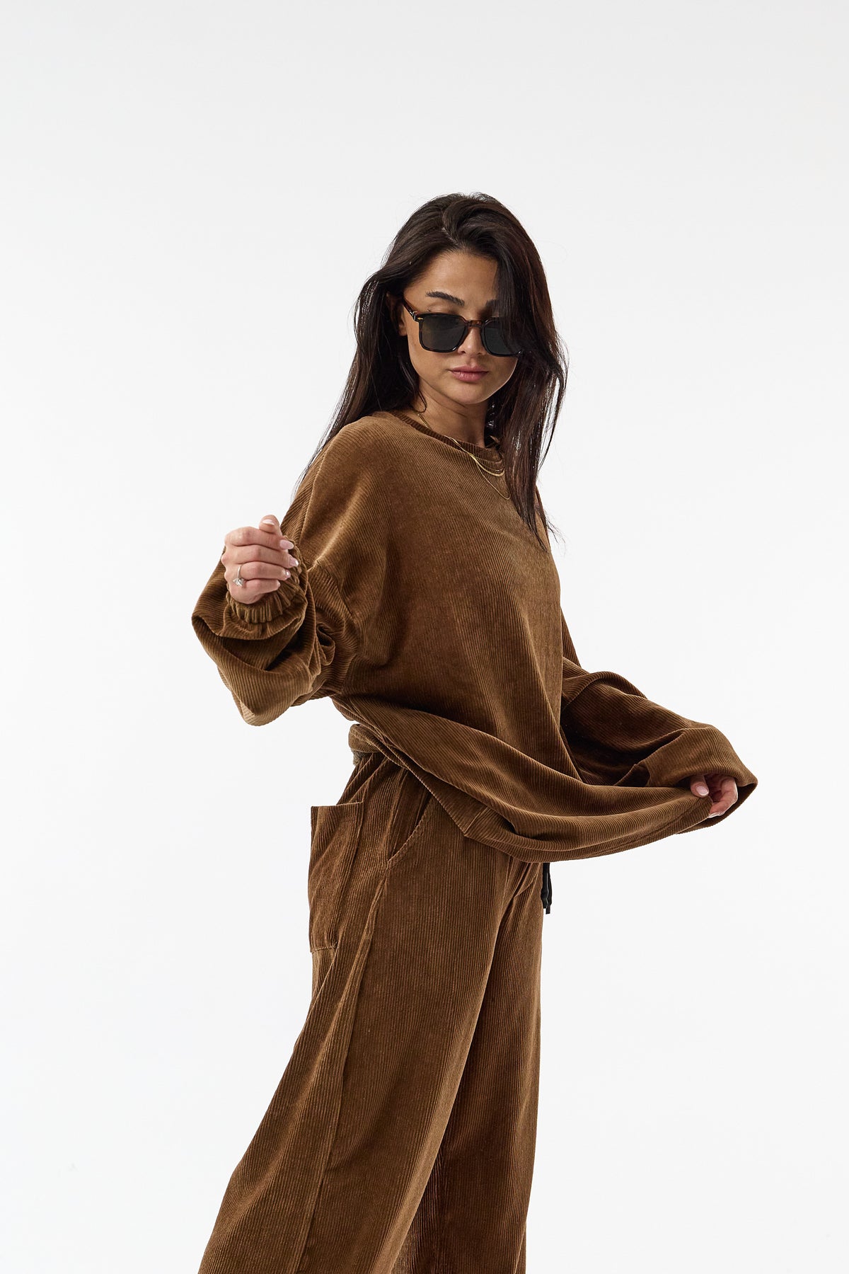 Soho Taba Kadife İkili Oversize Kadın Takım COC3724