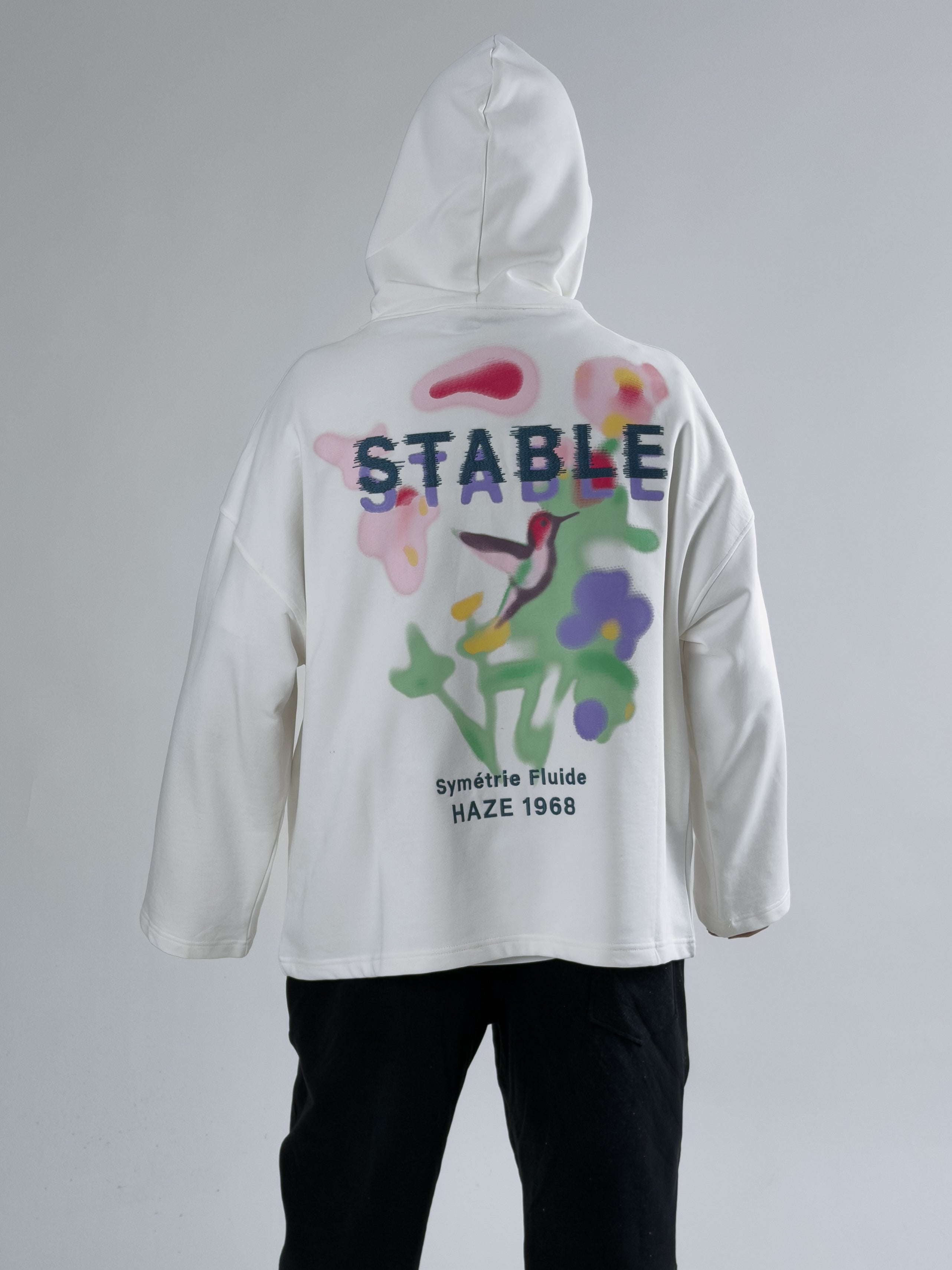 Stable Kapüşonlu Ekru Oversize Erkek Sweat COC2704