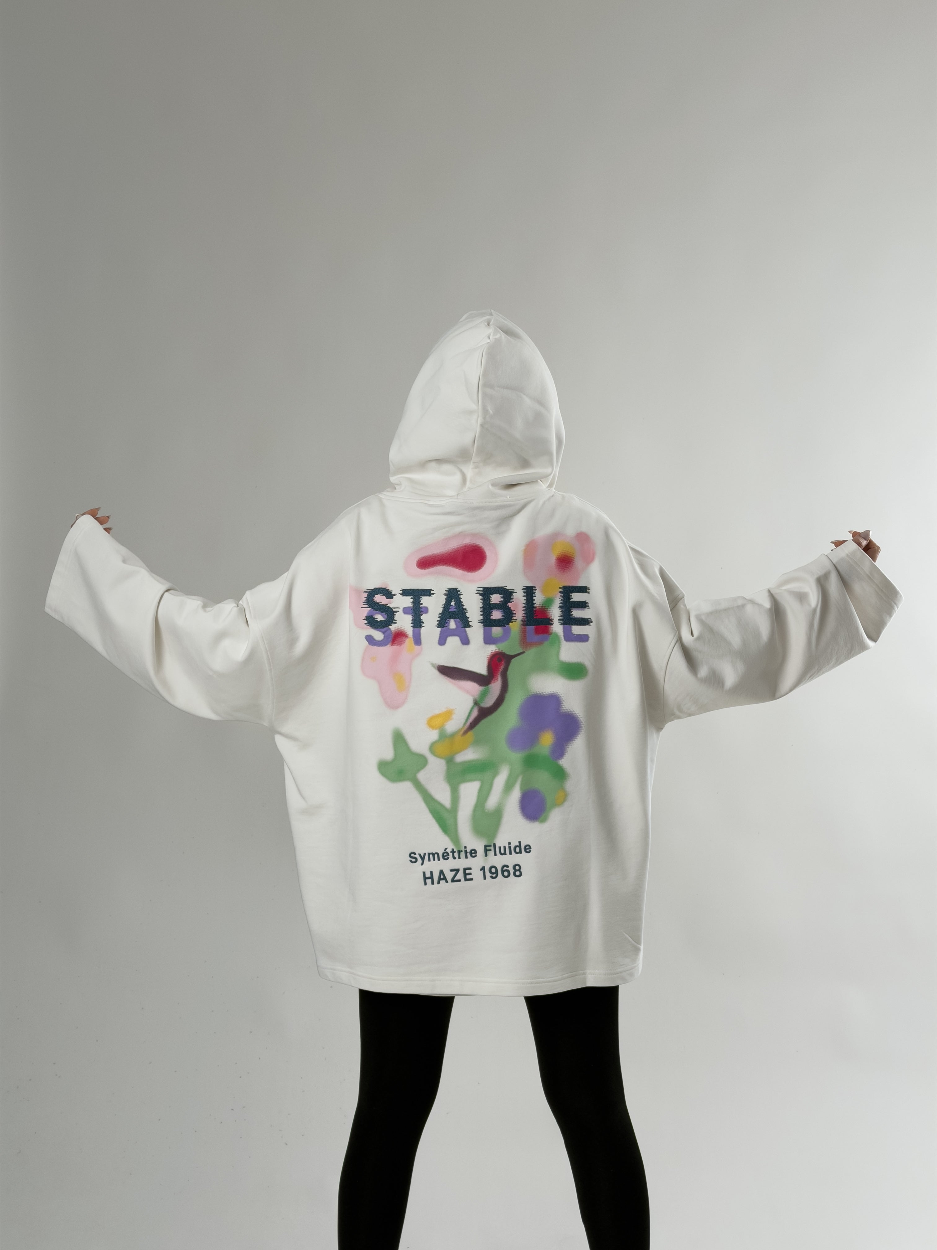 Stable Kapüşonlu Ekru Oversize Kadın Sweat COC2690