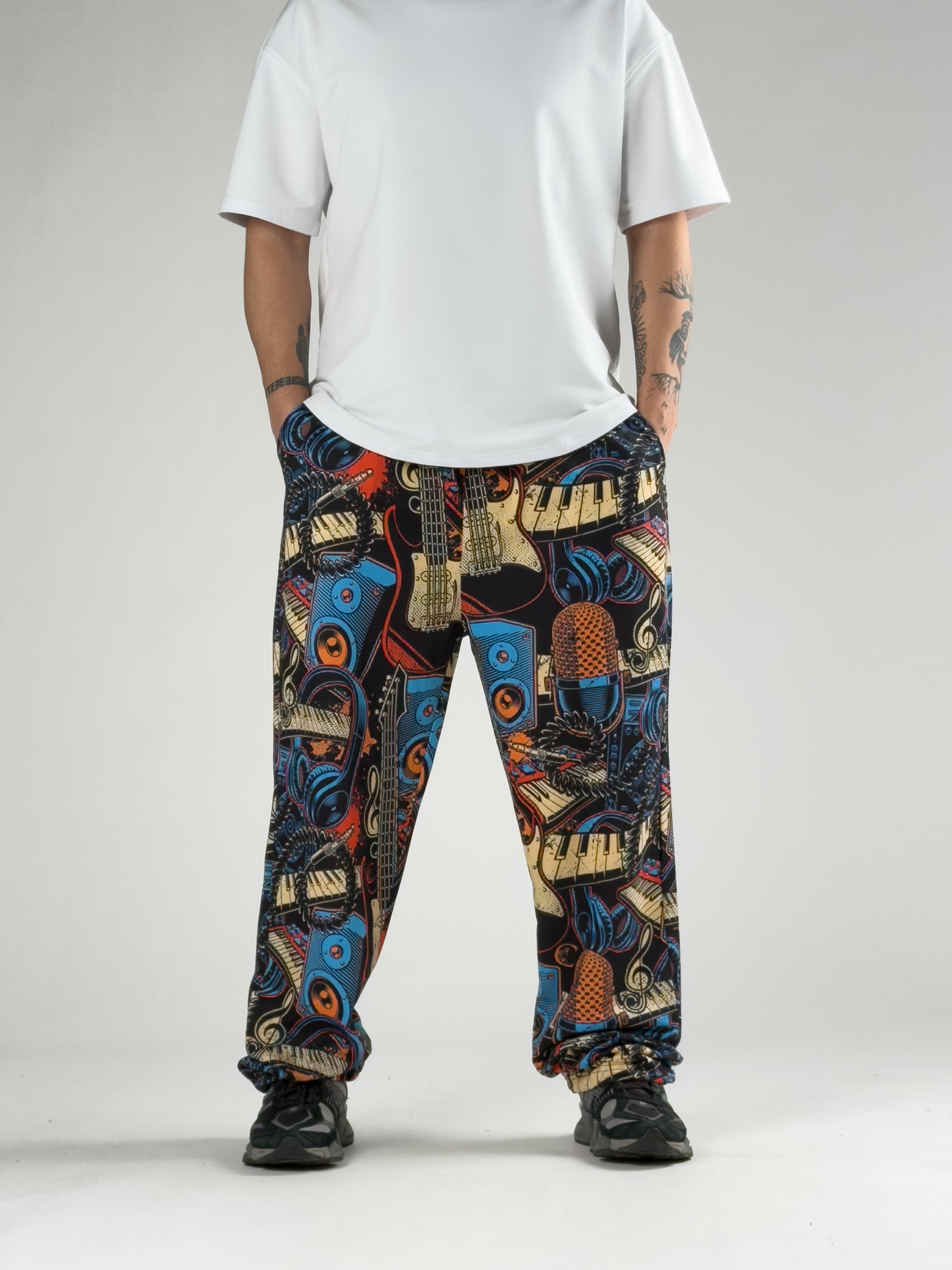 Stoper Paça Müzik Desenli Erkek Baggy Pantolon COC2866