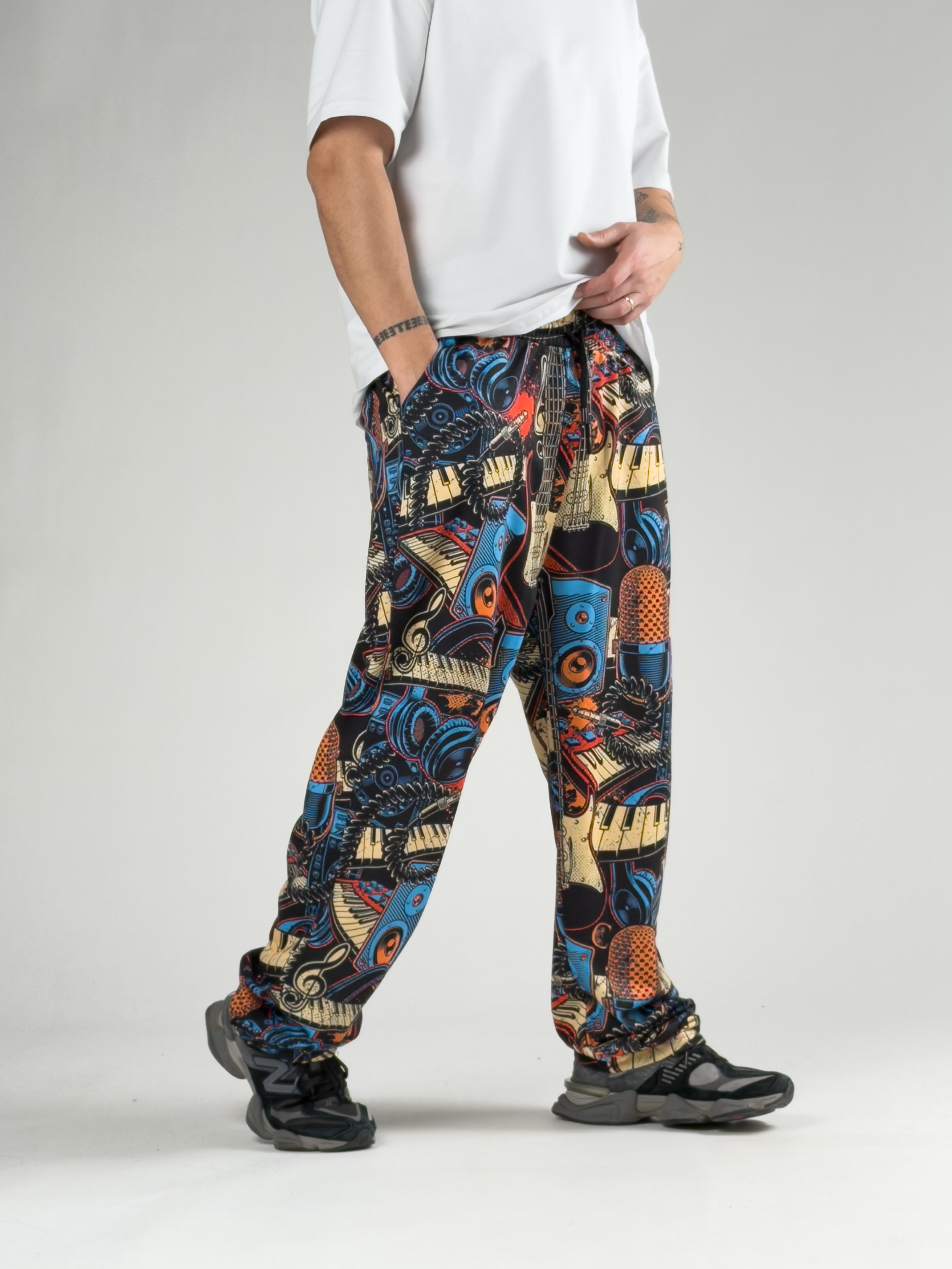Stoper Paça Müzik Desenli Erkek Baggy Pantolon COC2866