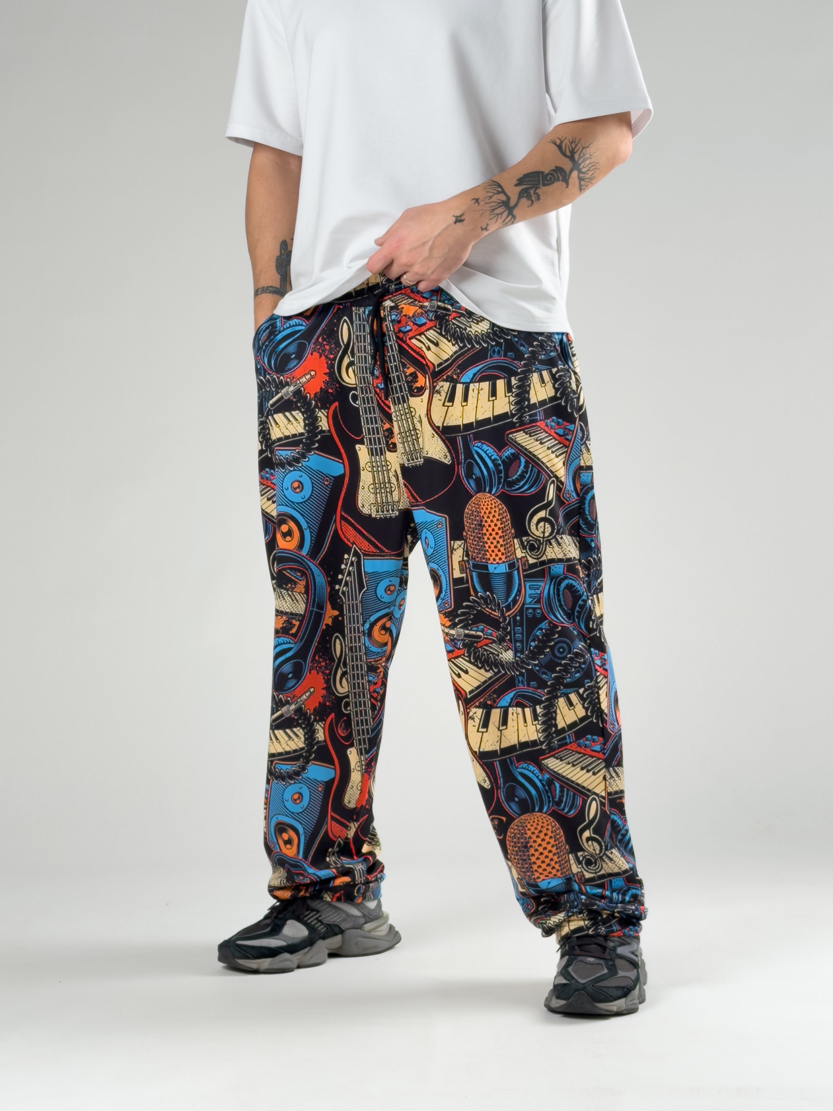 Stoper Paça Müzik Desenli Erkek Baggy Pantolon COC2866