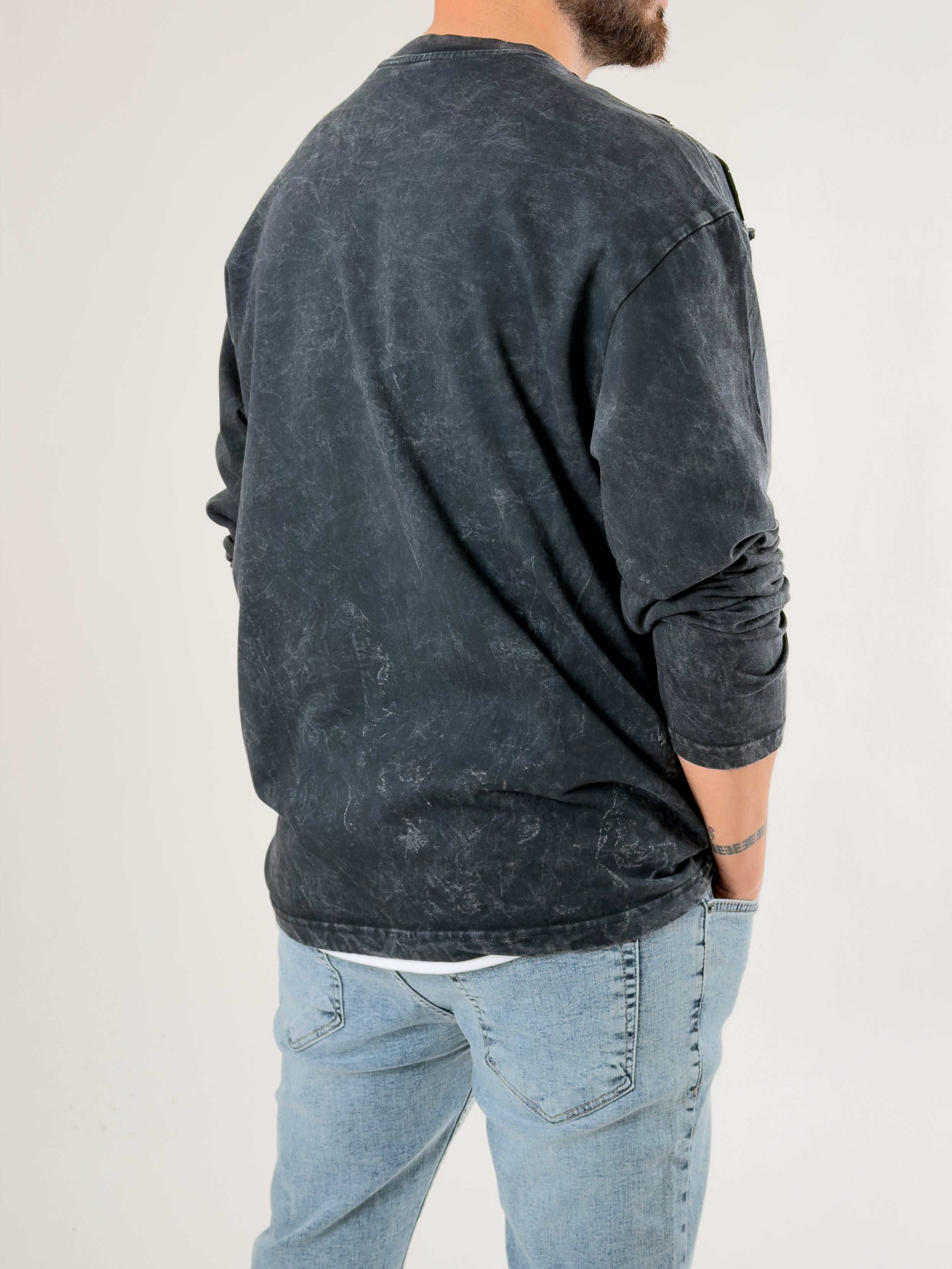 Street Yıkamalı Antrasit Tasarım Erkek Sweatshirt COC2719