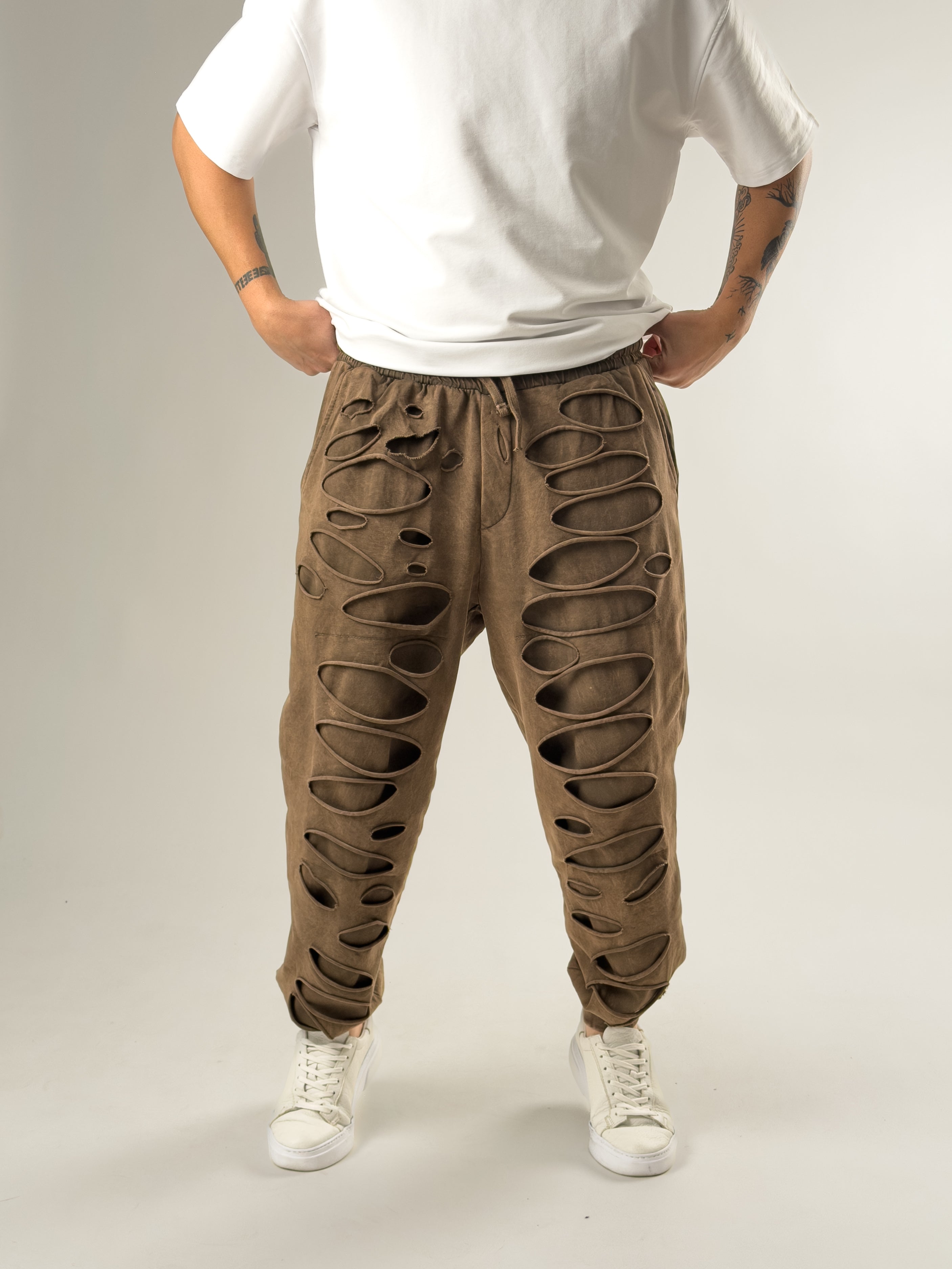 Street Yıkamalı Kahverengi Erkek Tasarım Baggy Pantolon COC2647