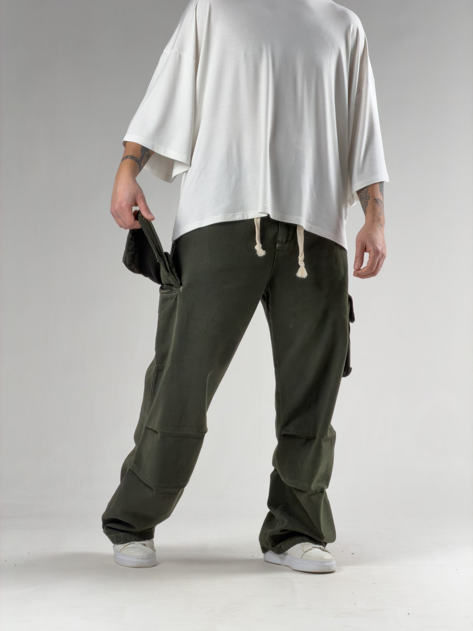 Süper Baggy Kargo Cepli Haki Erkek Pantolon COC3168