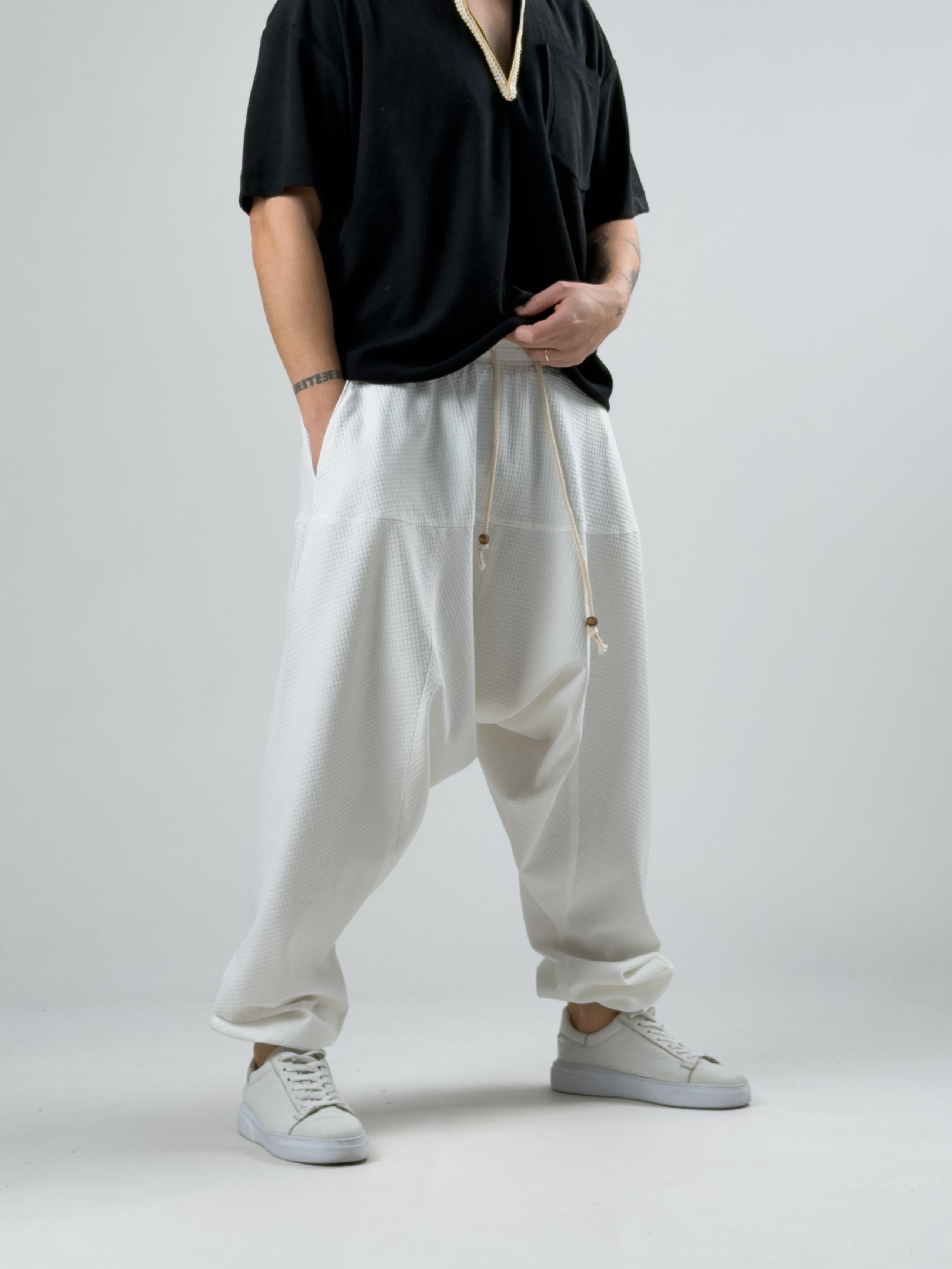 Süper Oversize Beyaz Şalvar COC2889