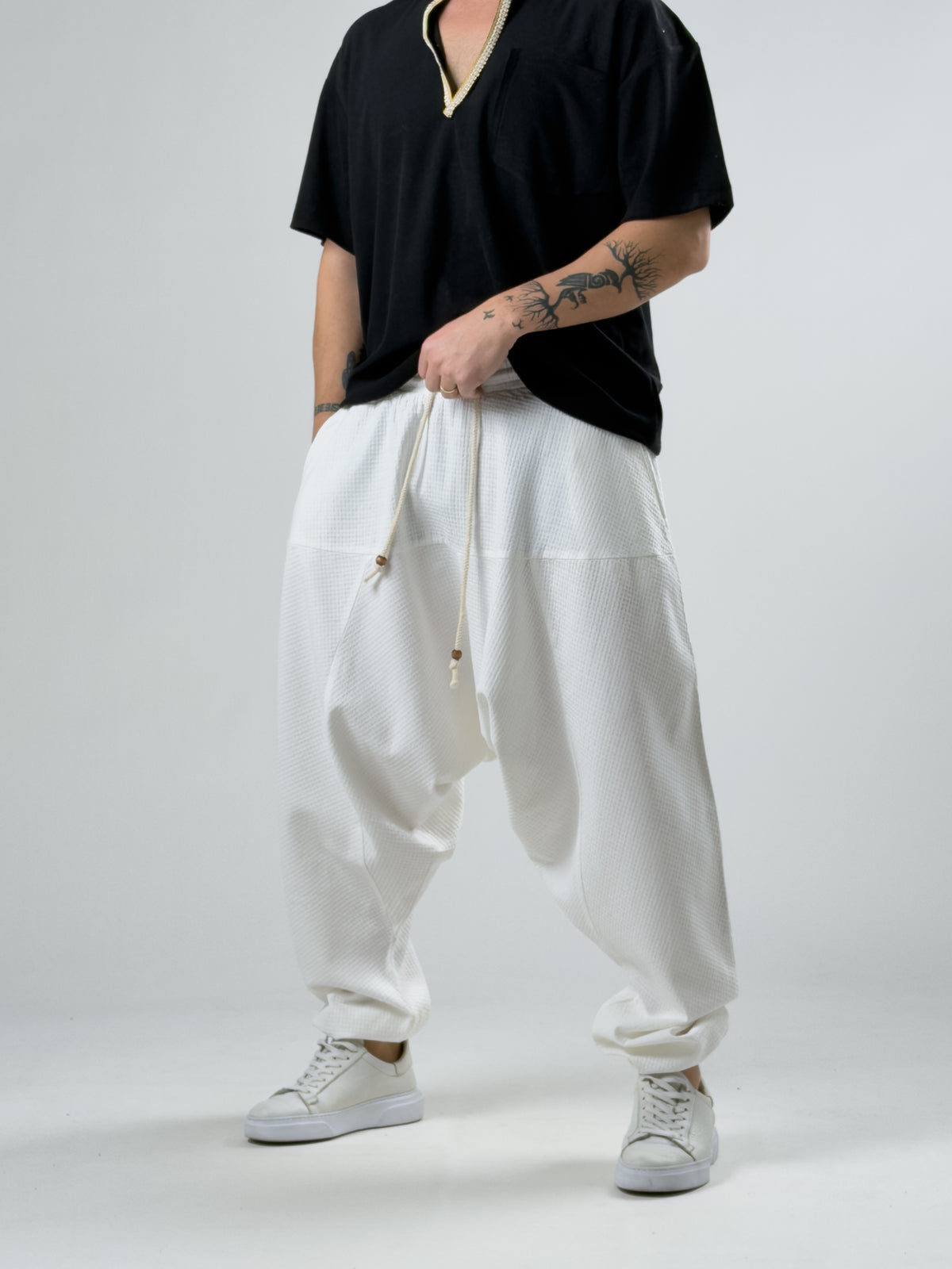 Süper Oversize Beyaz Şalvar COC2889