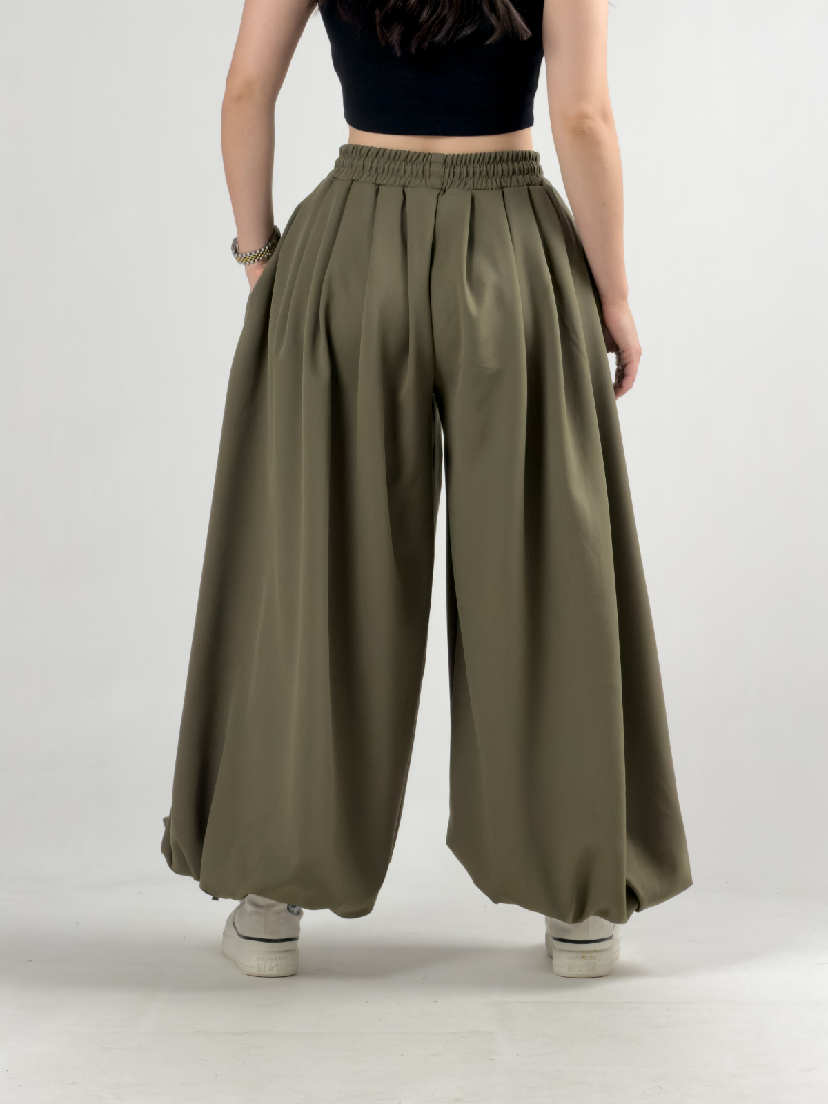 Süper Oversize Haki Kadın Jogger Pantolon COC3226