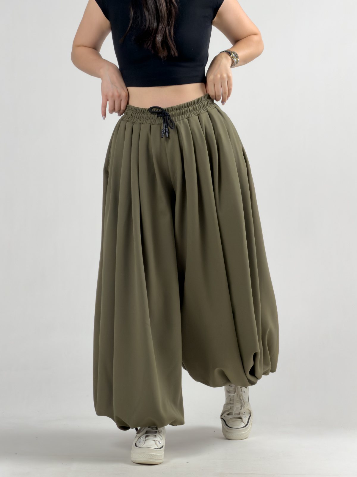 Süper Oversize Haki Kadın Jogger Pantolon COC3226