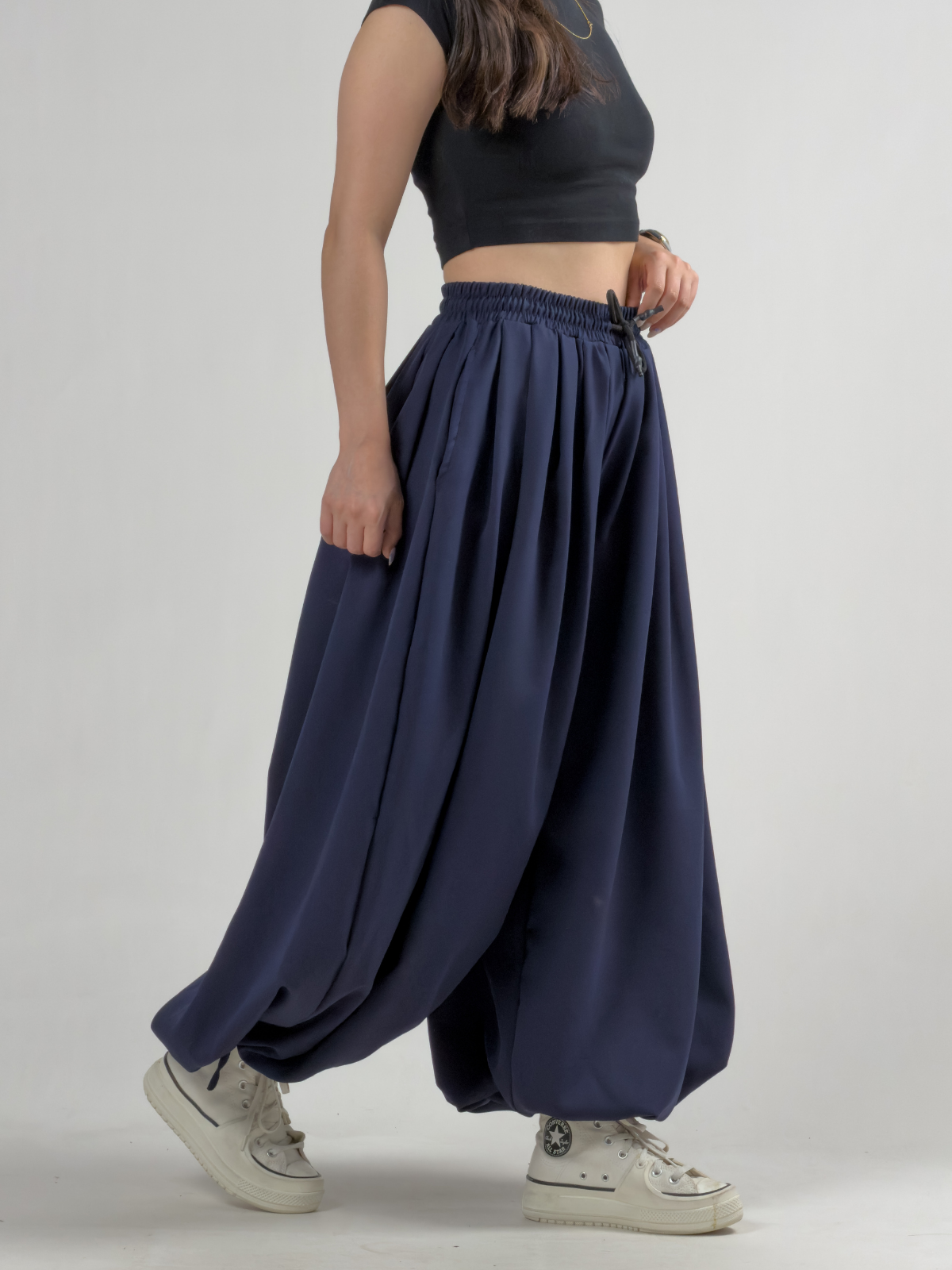 Süper Oversize Lacivert Kadın Jogger Pantolon COC3227
