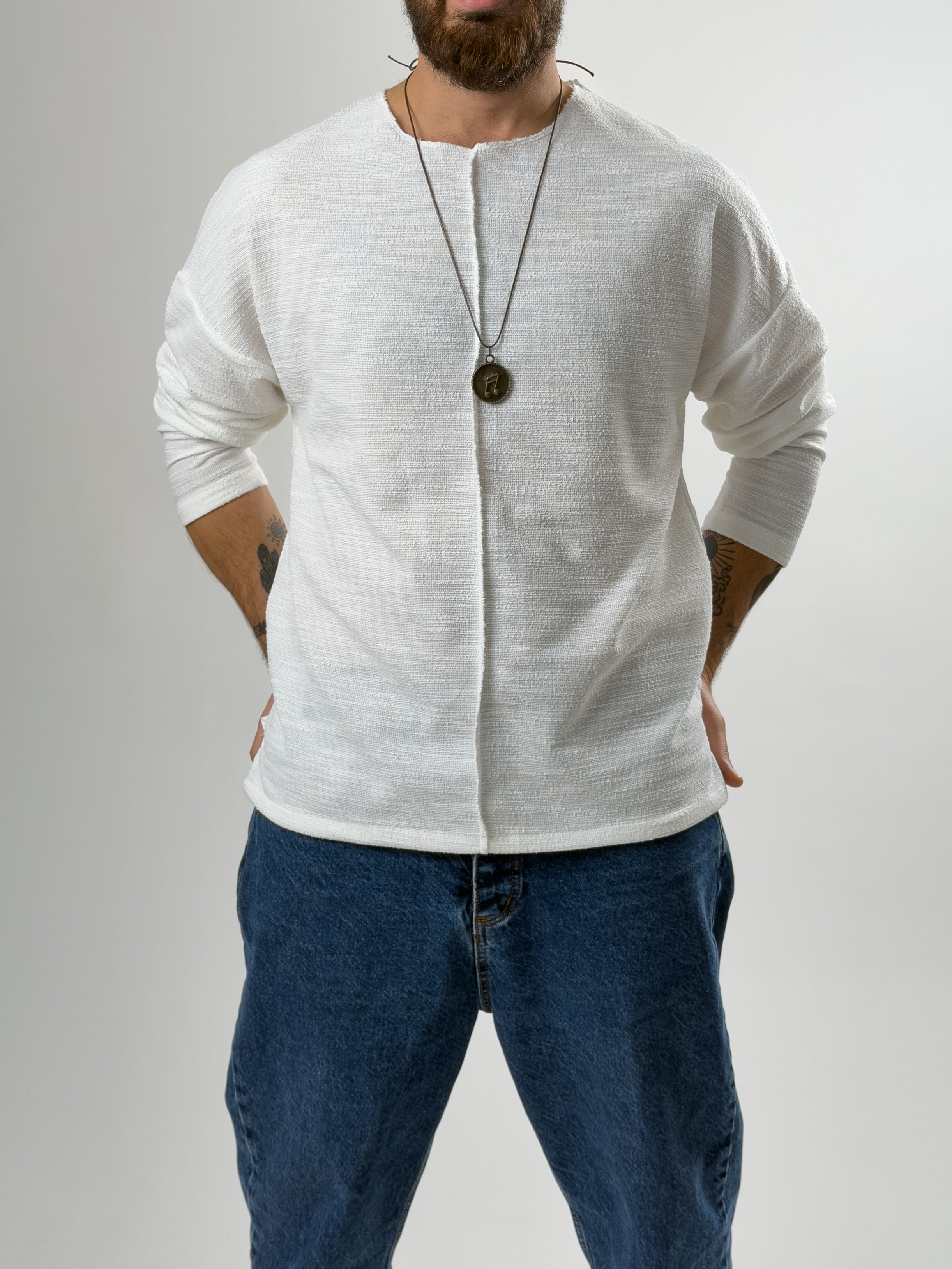 Tasarım Çima Detaylı Erkek Ekru Sweat COC2631