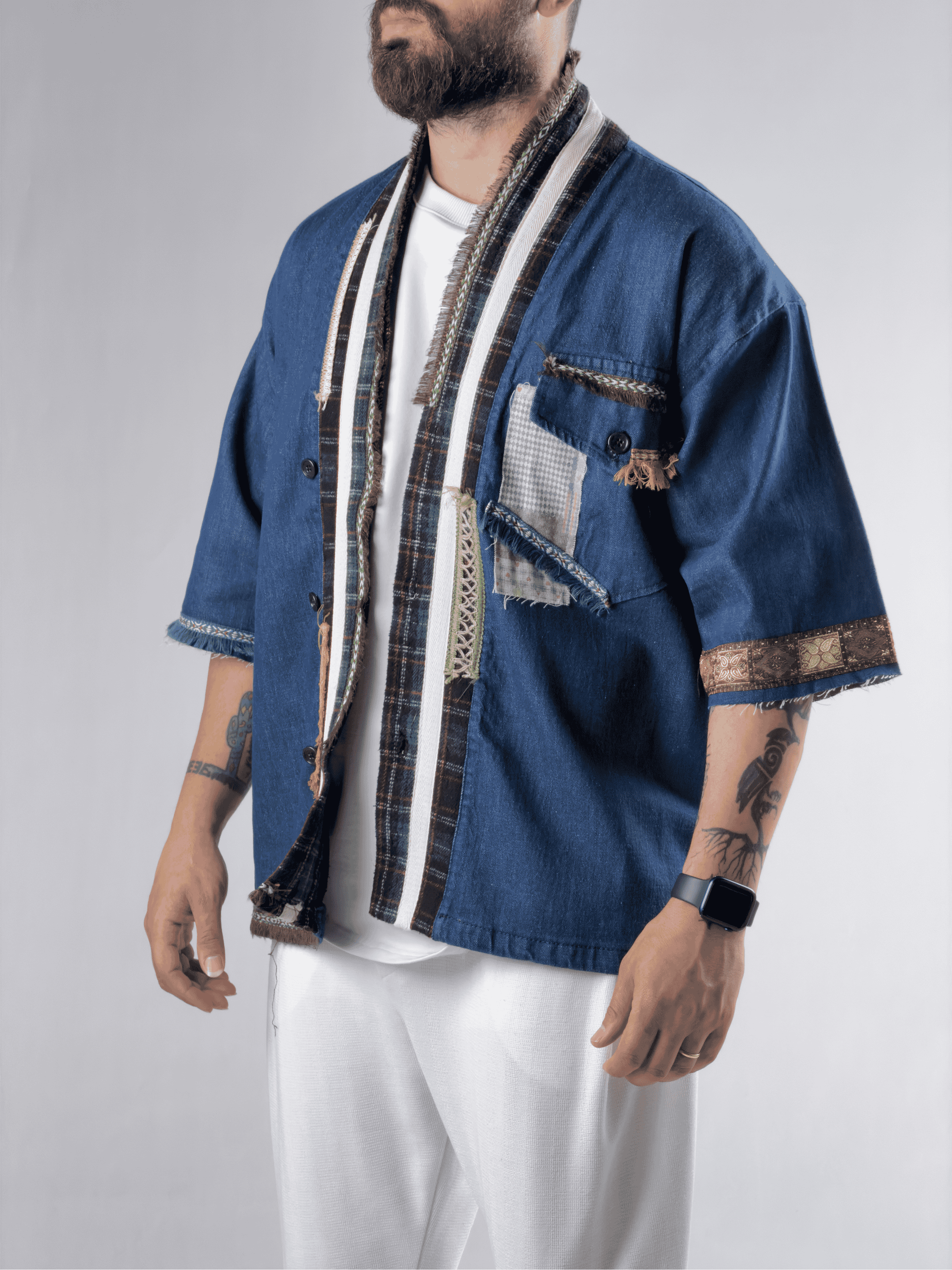 Tasarım Denim Erkek Kimono COC3212