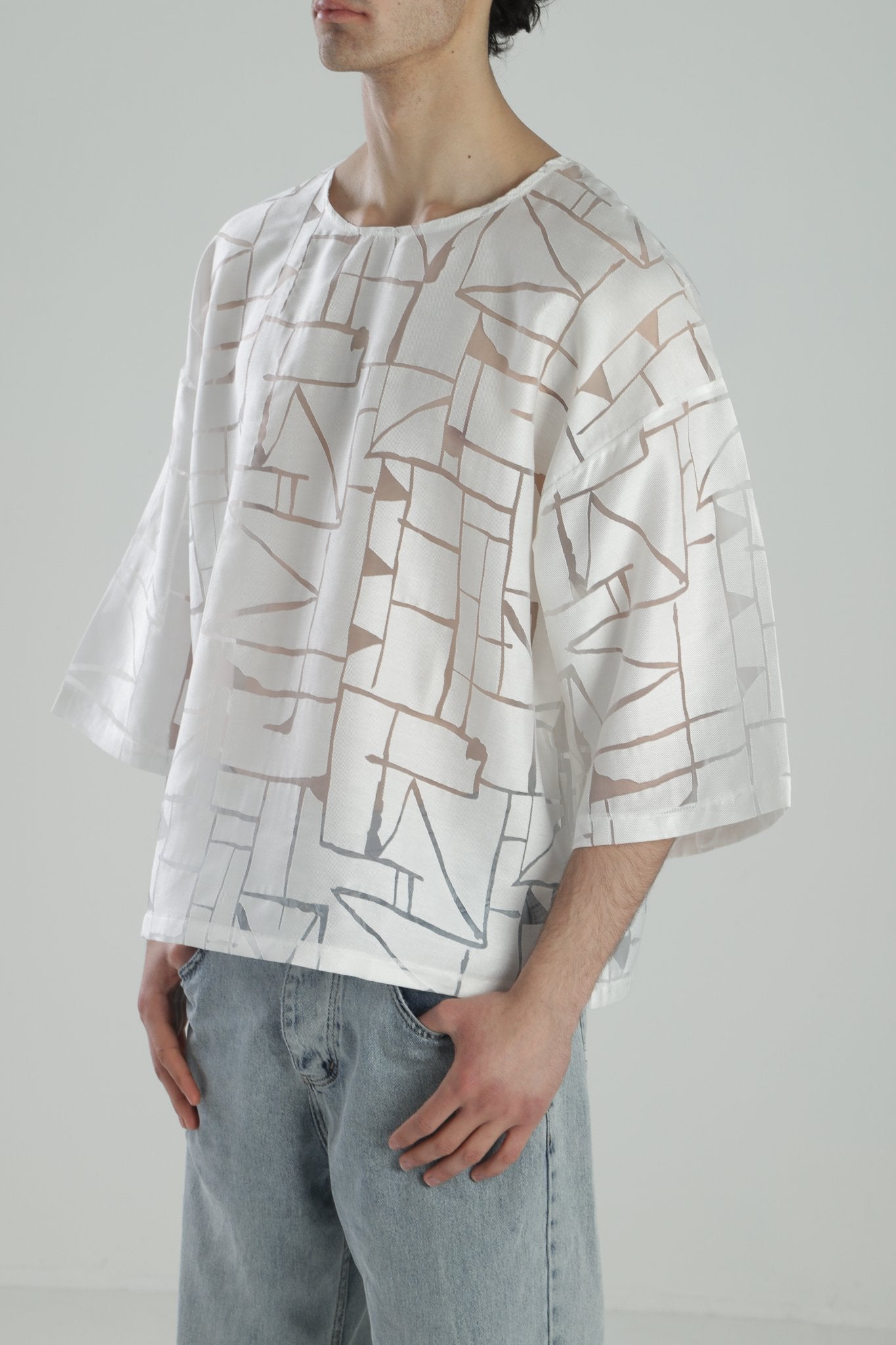 Tasarım Fakir Kol Beyaz T-Shirt COC1805