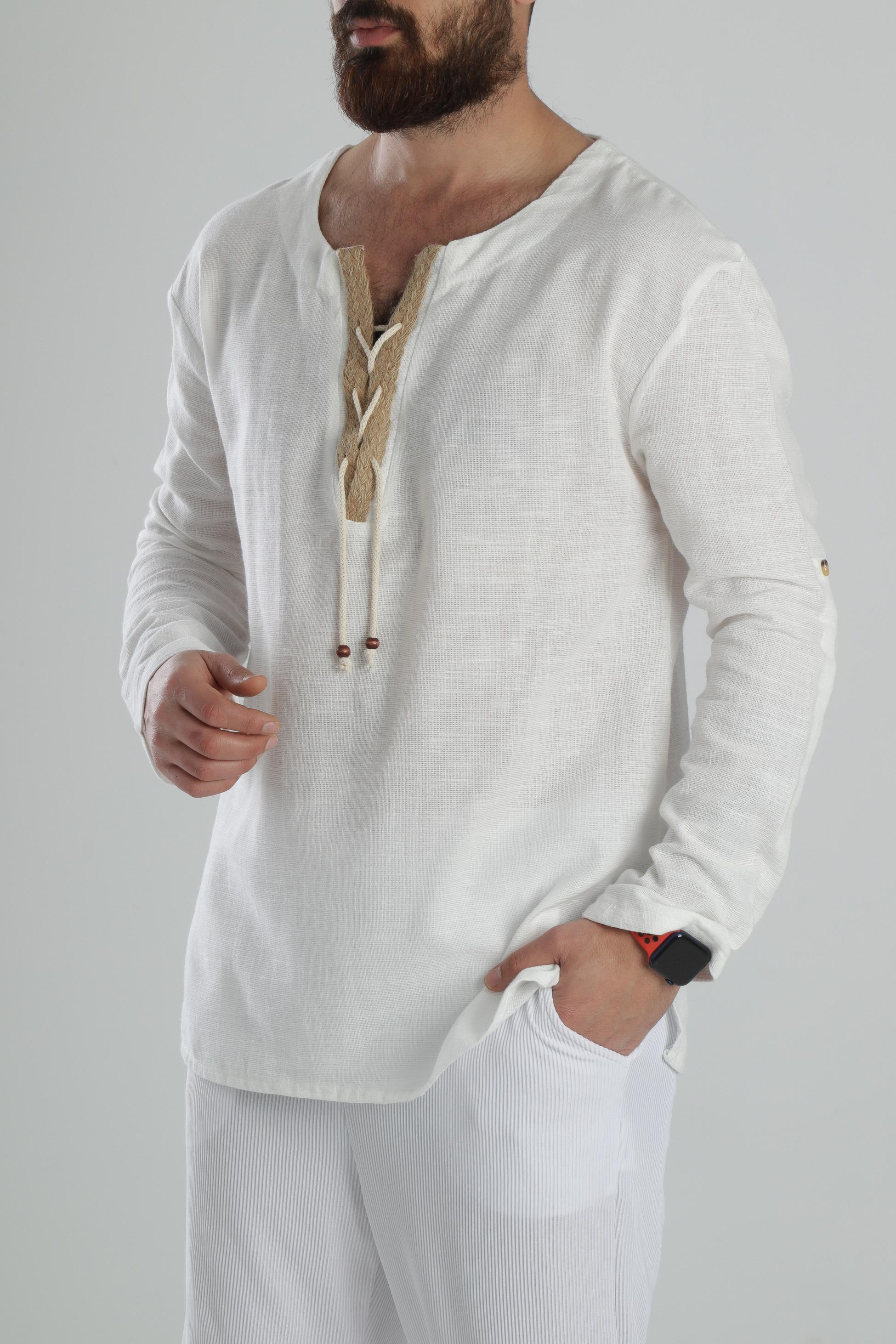 Tasarım İpli Beyaz T-Shirt COC1597