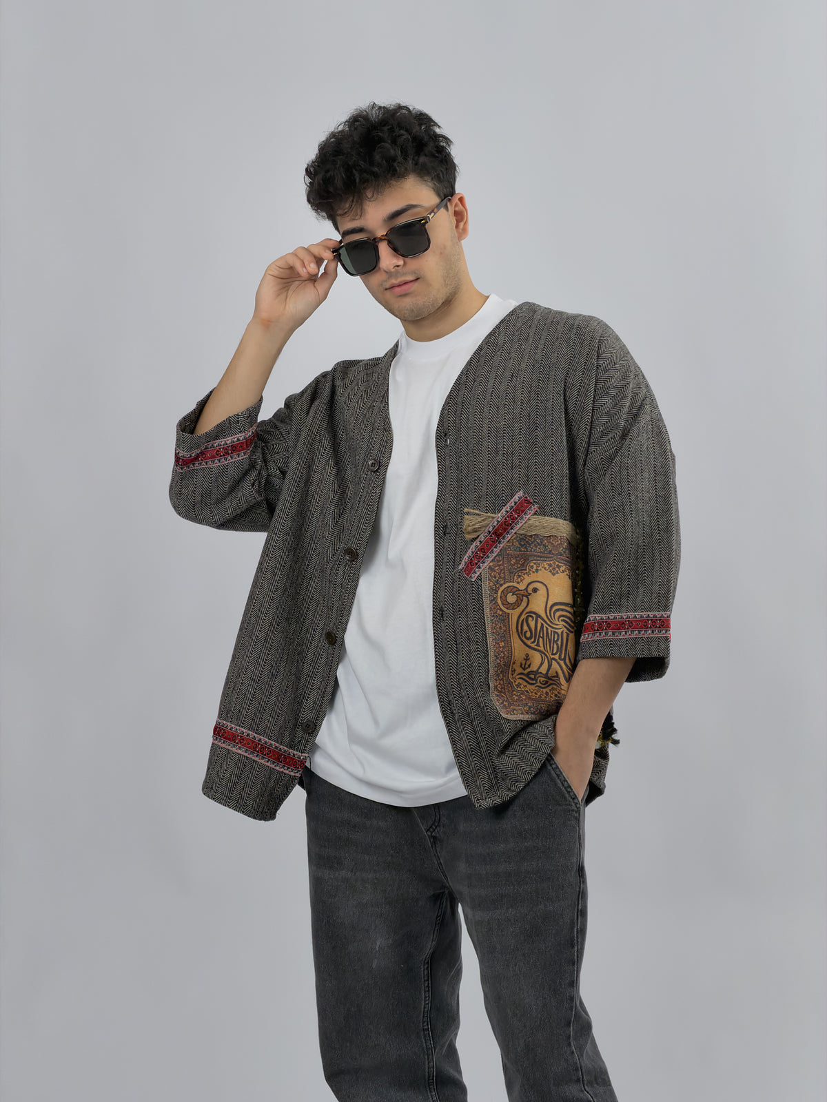 Tasarım İstanbul Gri Erkek Kimono COC3554