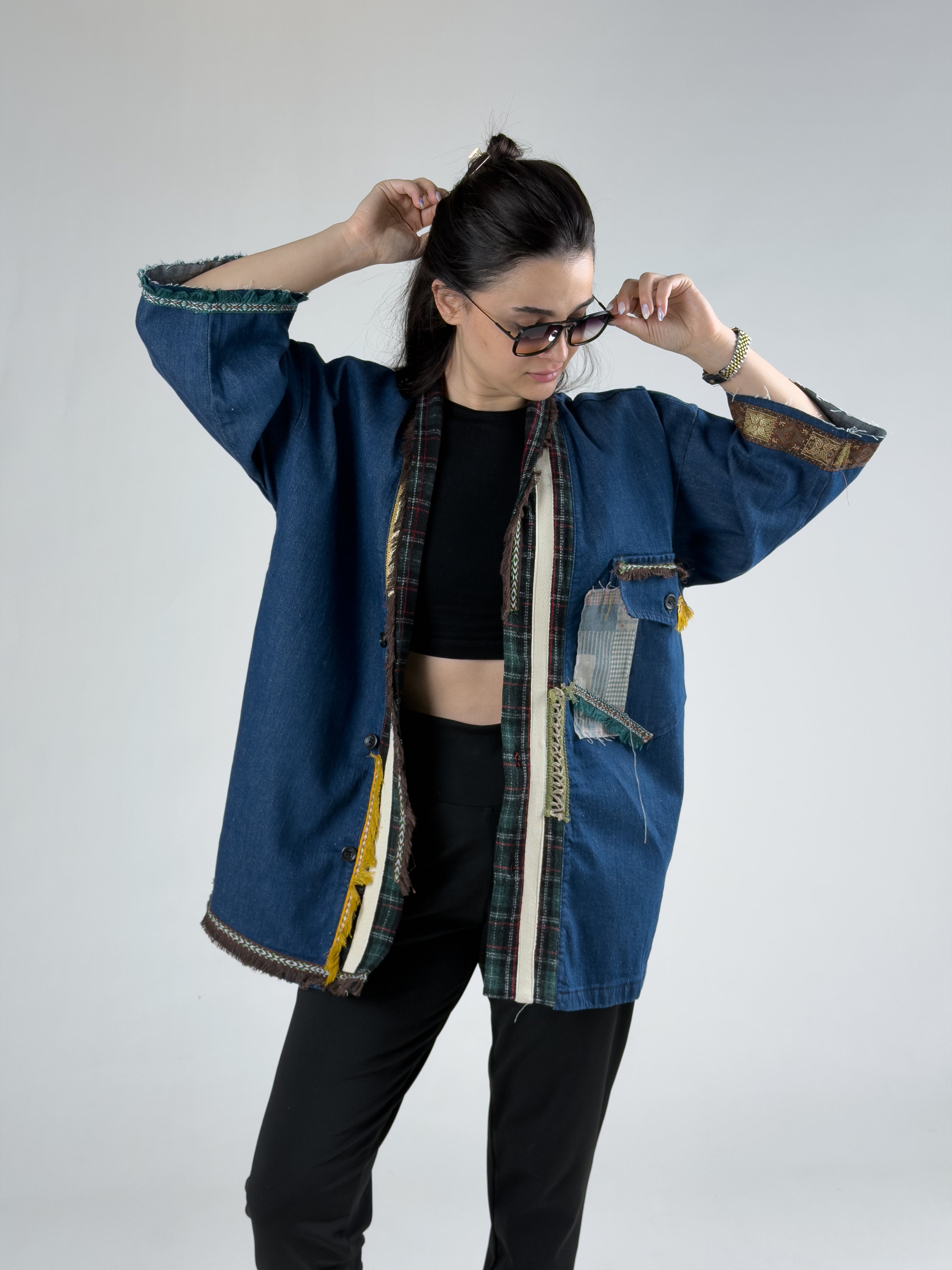 Tasarım Kadın Denim Kimono COC3215