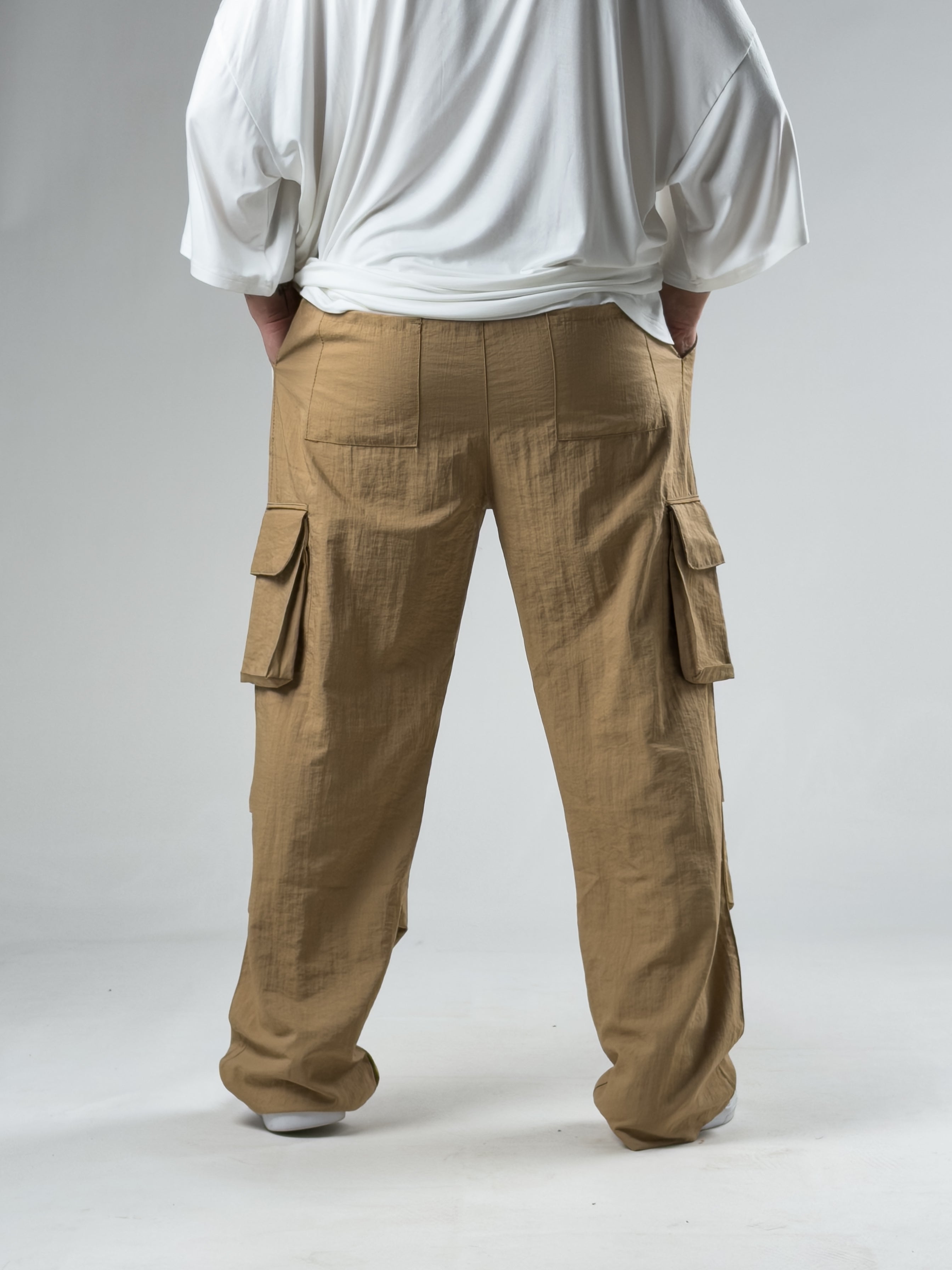 Tasarım Kargo Cepli Paraşüt Kumaş Taba Baggy Pantolon COC3080