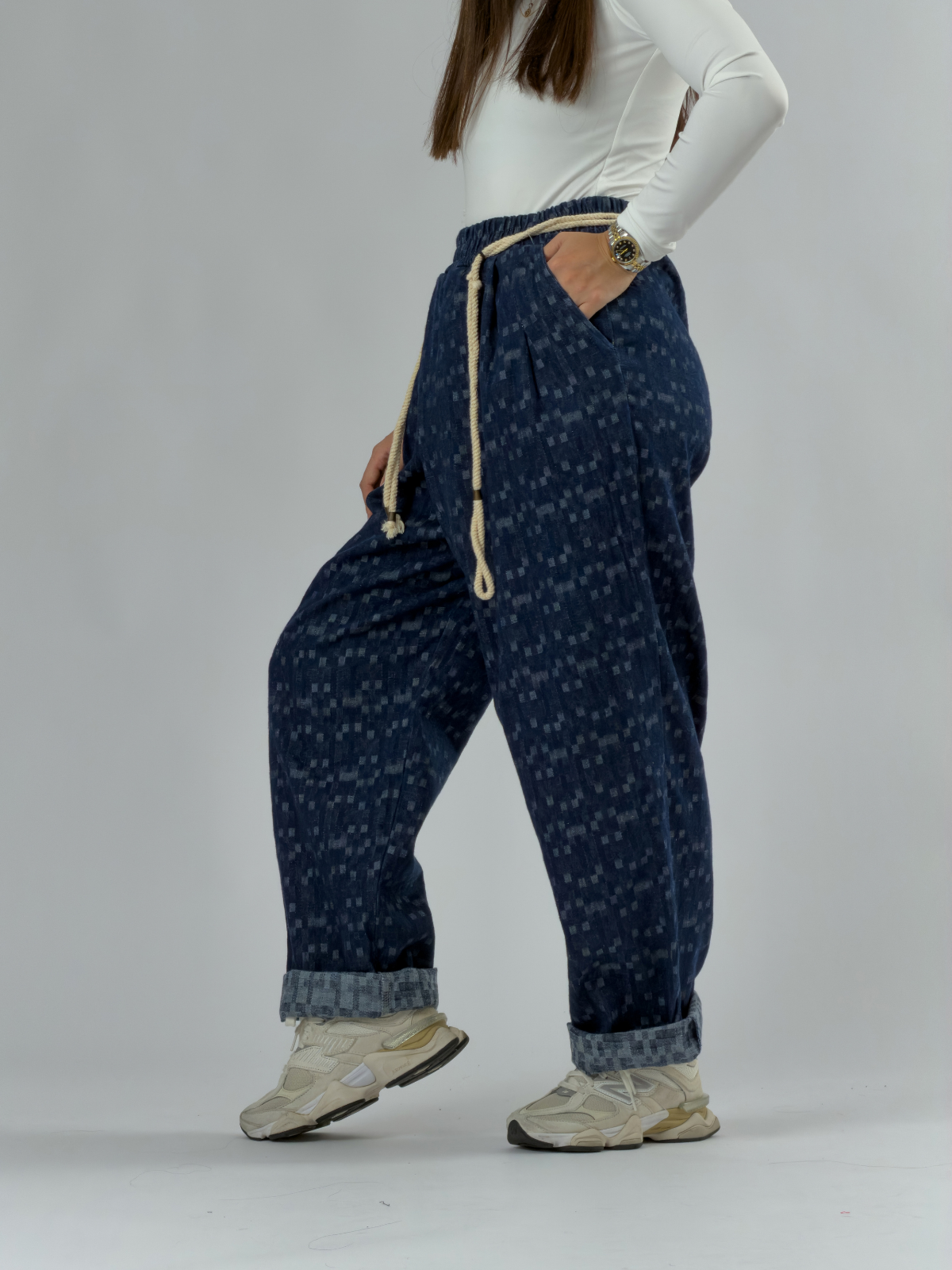 Tasarım Mavi Kadın Baggy Pantolon COC3503