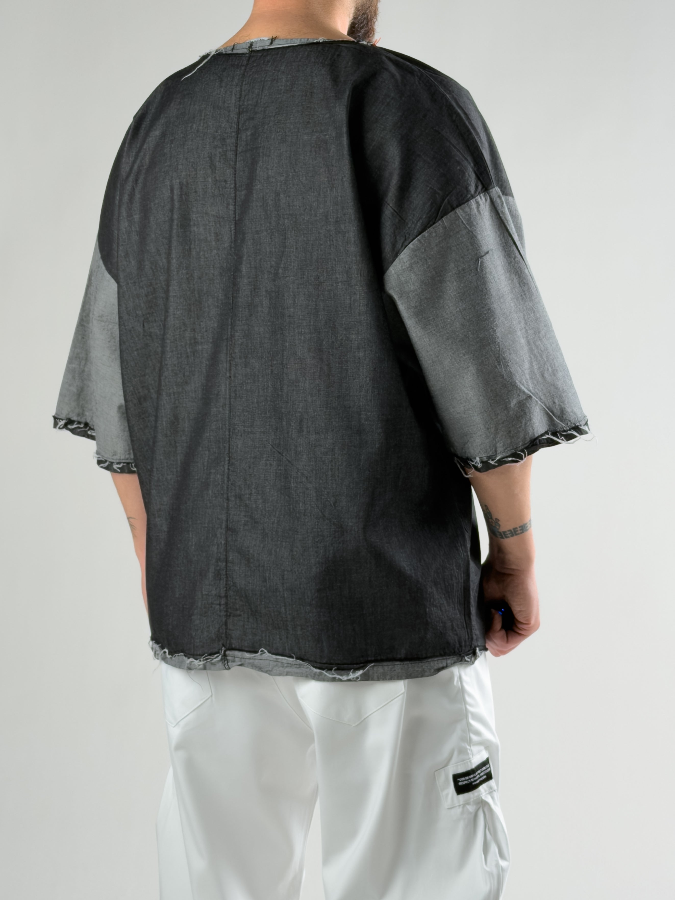 Tasarım Oversize Erkek Fakir Kol Antrasit T-Shirt COC2806