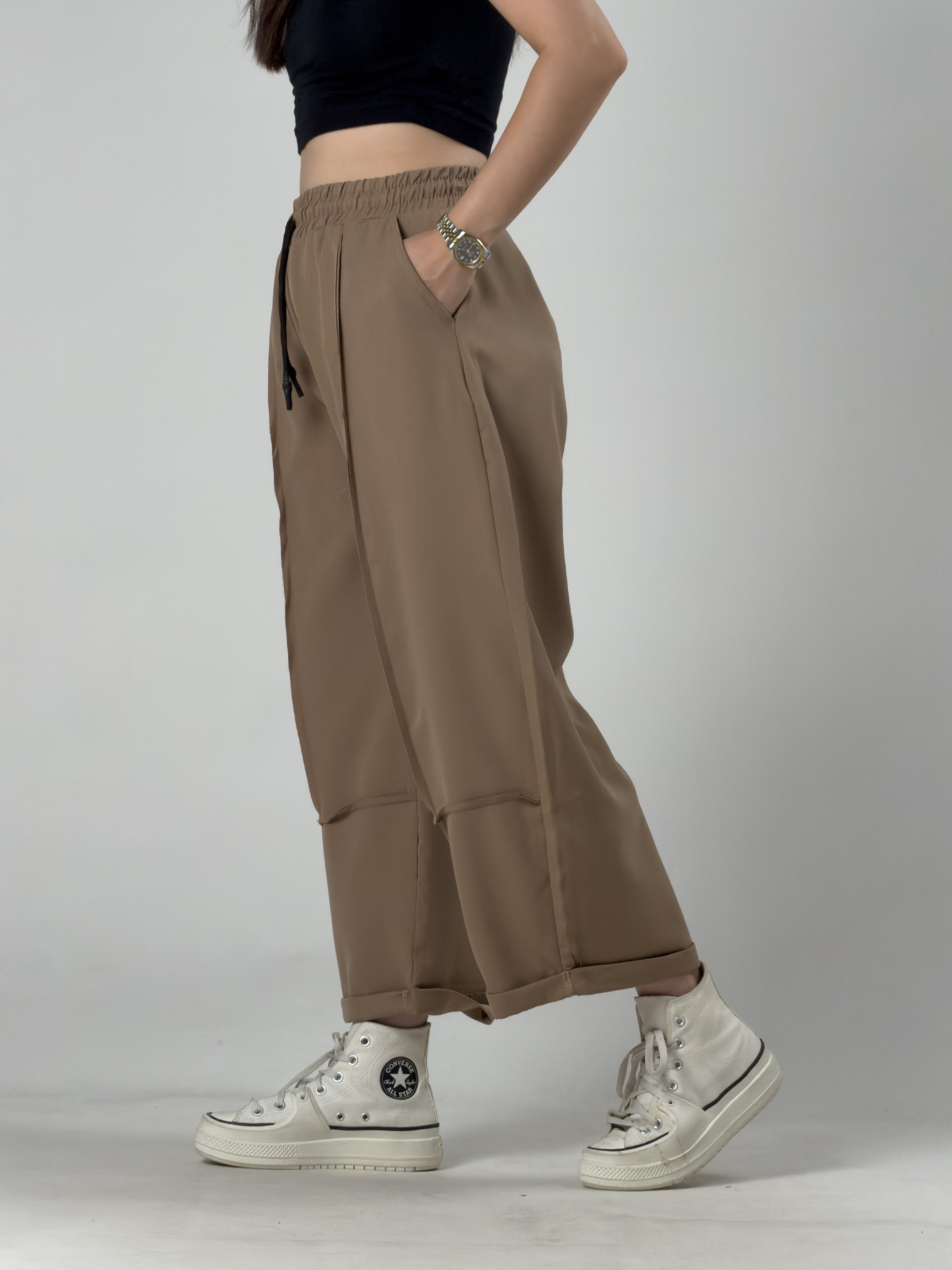 Tasarım Taba Dikiş Detaylı Kadın Baggy Pantolon COC3263