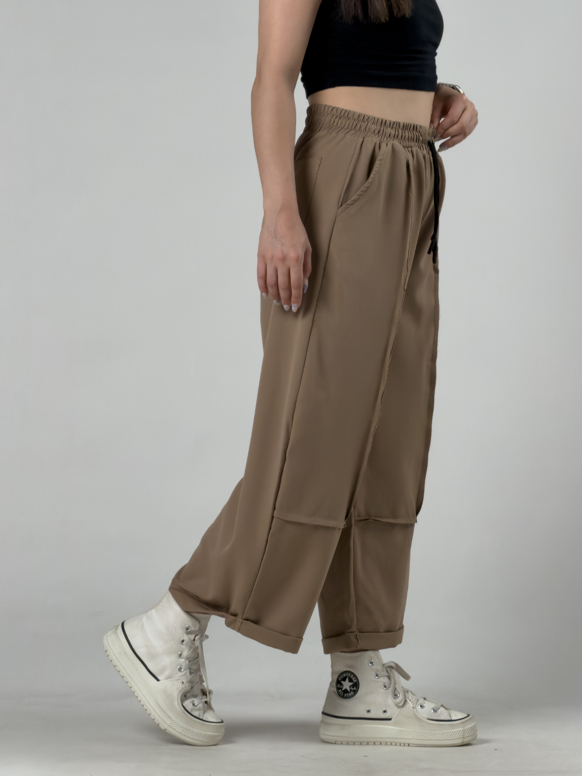 Tasarım Taba Dikiş Detaylı Kadın Baggy Pantolon COC3263