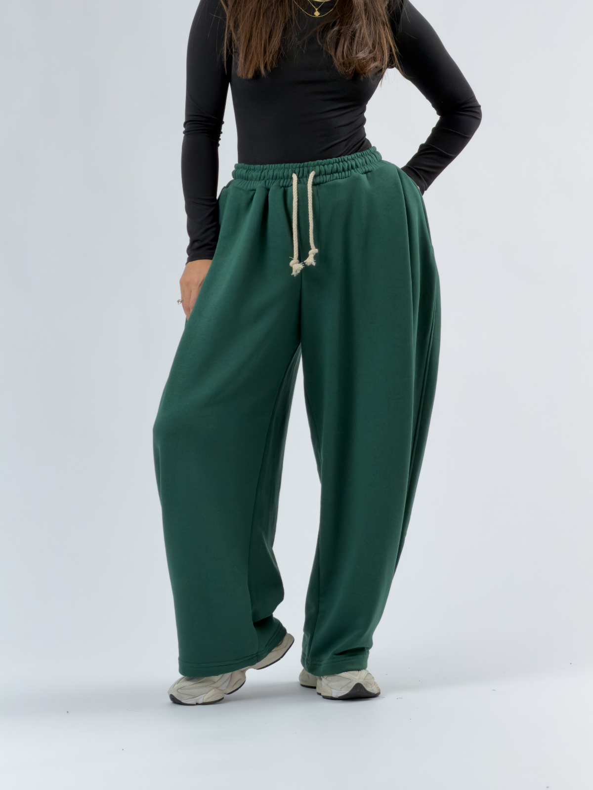 Tasarım Yeşil Kadın Baggy Pantolon COC3406