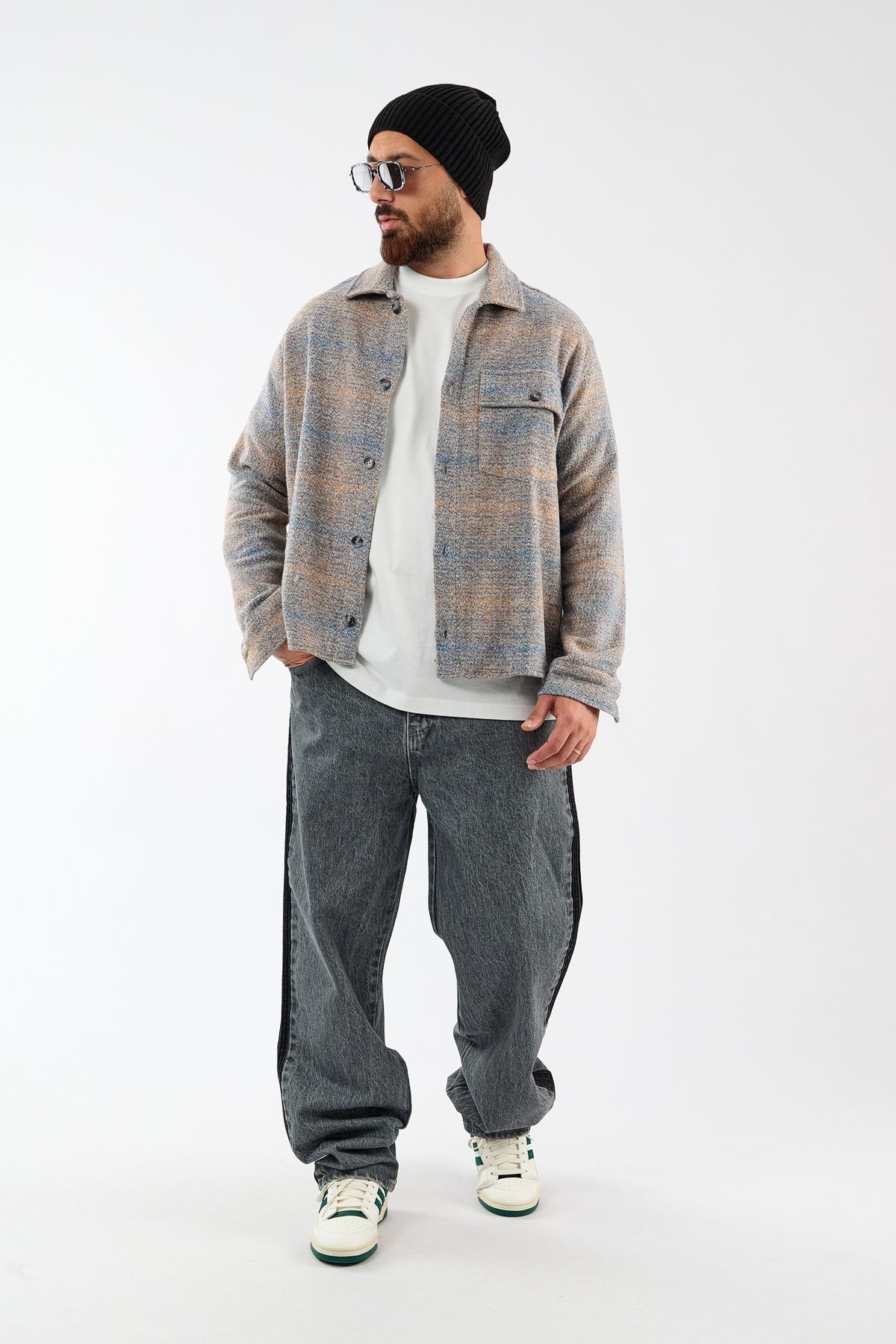 Toscana Pamuk Yün Dokulu Mavi Erkek Overshirt COC3735