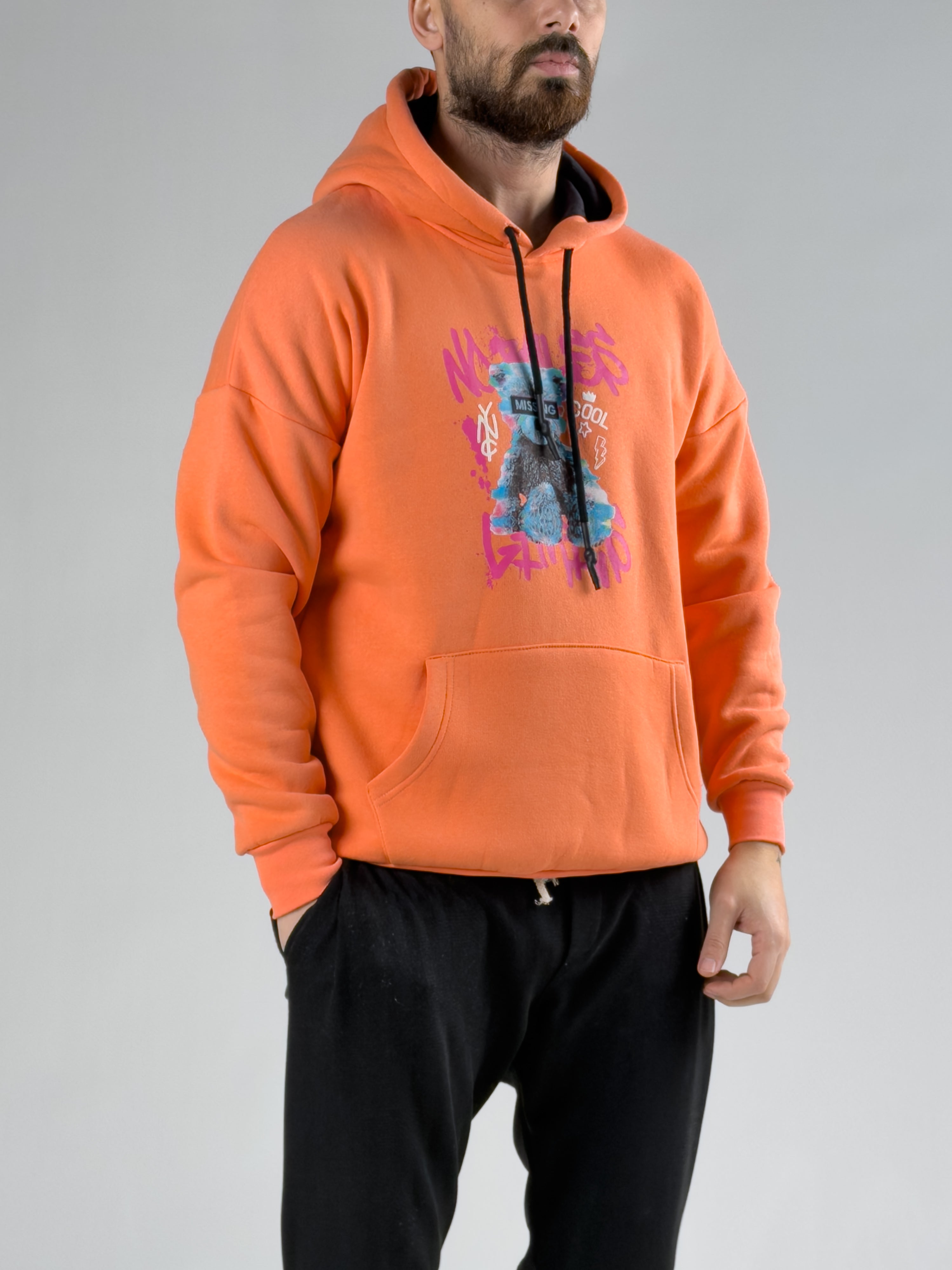 Turuncu Şardonlu Missing Erkek Sweat COCK0065