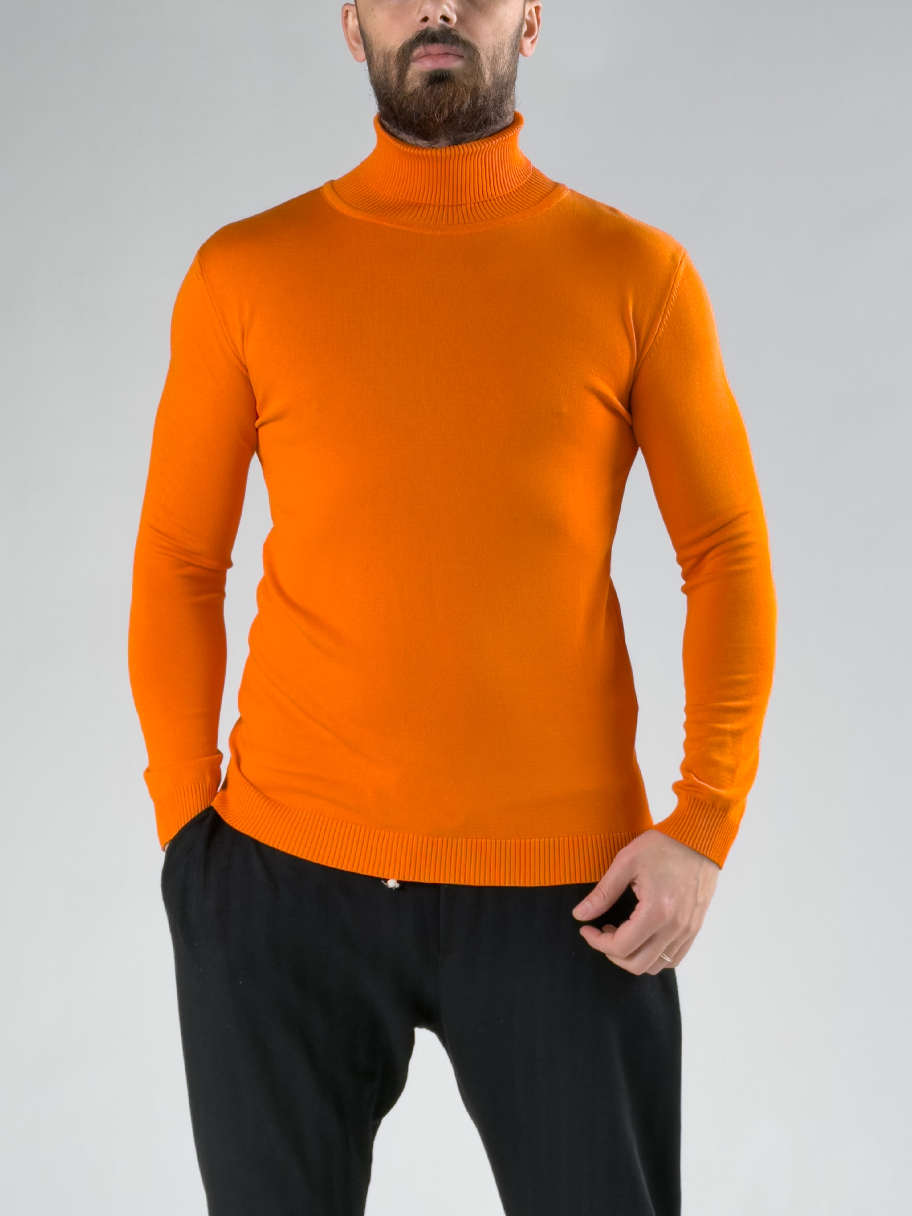 Turuncu Yarım Balıkçı Yaka Erkek T-shirt COCK0066