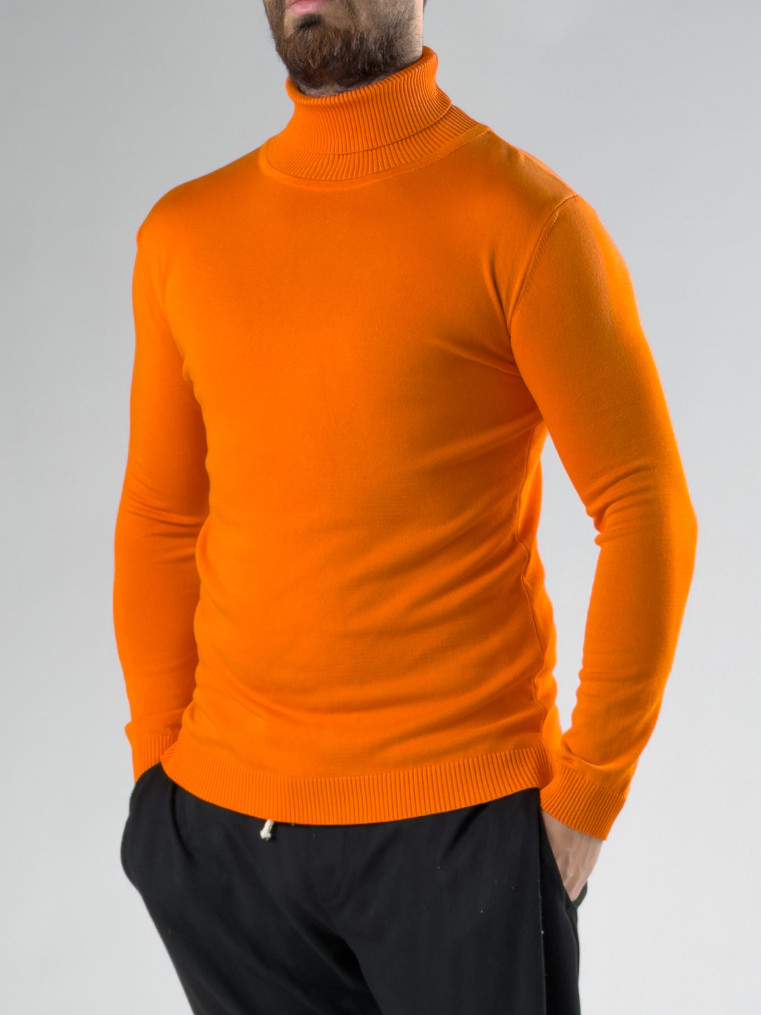 Turuncu Yarım Balıkçı Yaka Erkek T-shirt COCK0066