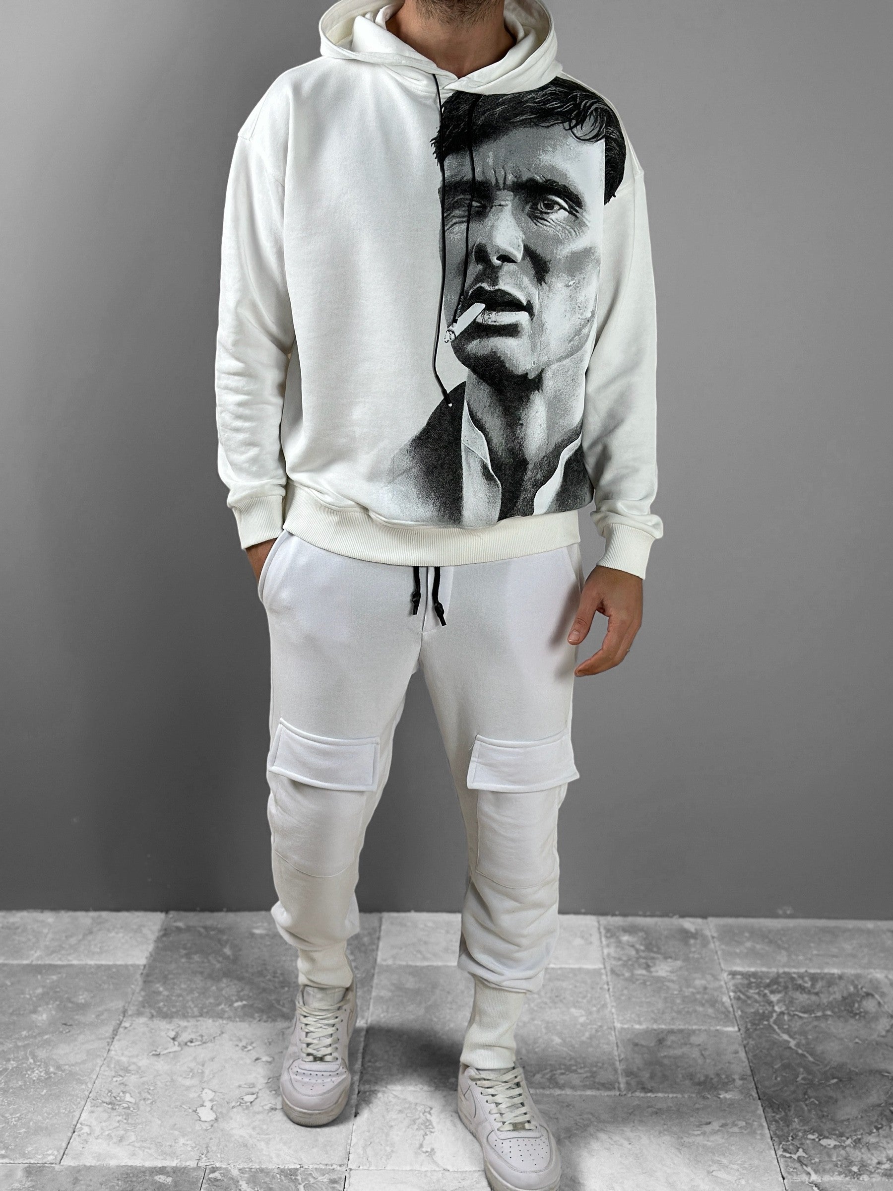 Üç İplik Beyaz Thomas Hoodie COC1825