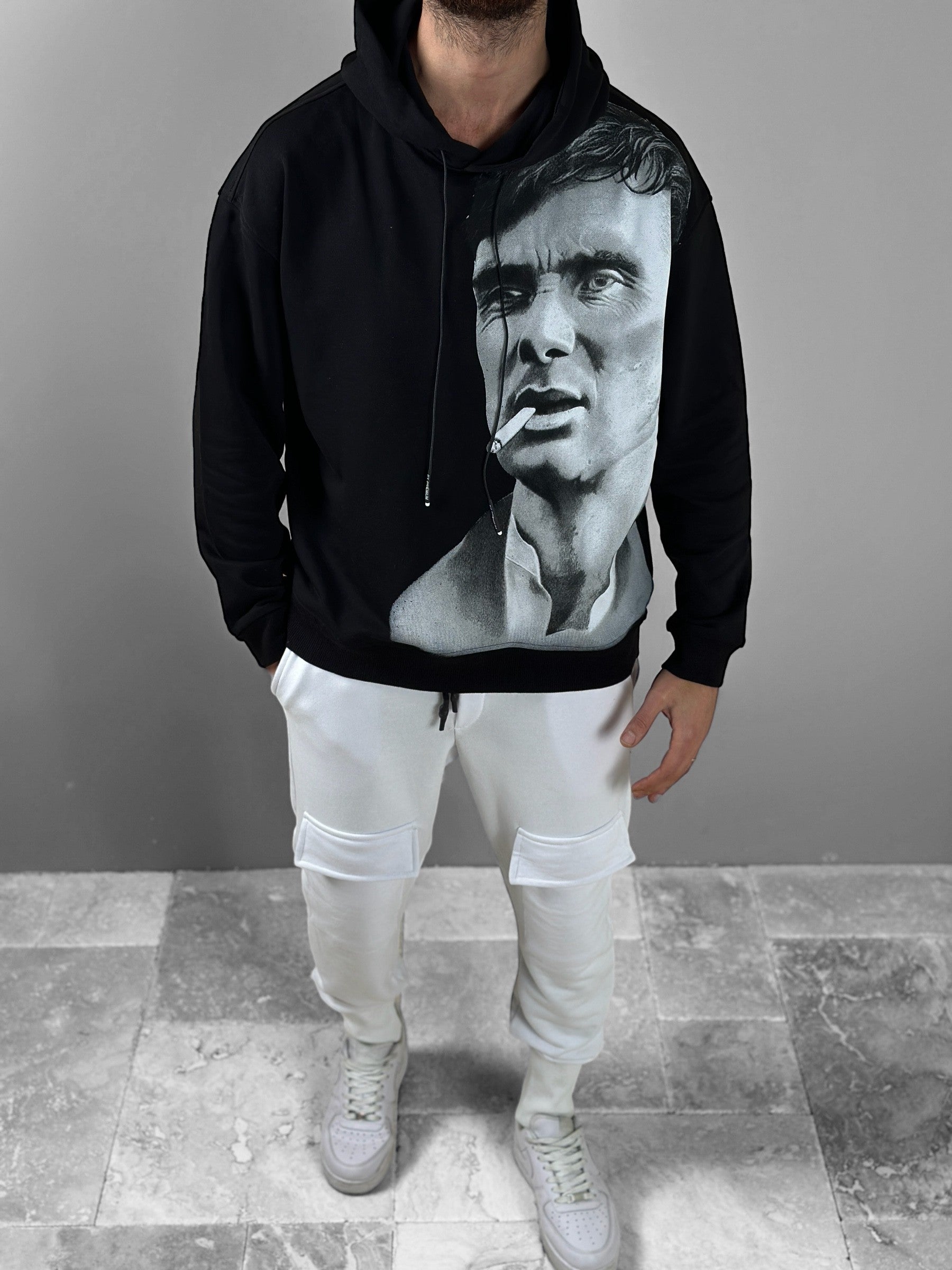 Üç İplik Siyah Thomas Hoodie COC1826