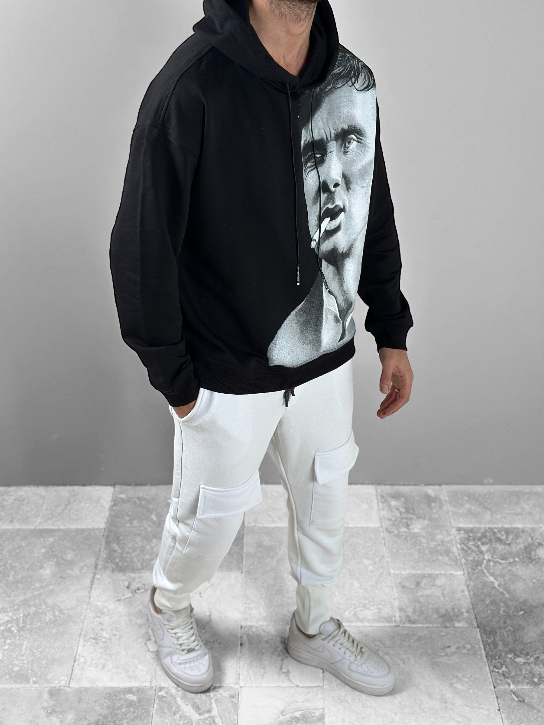 Üç İplik Siyah Thomas Hoodie COC1826