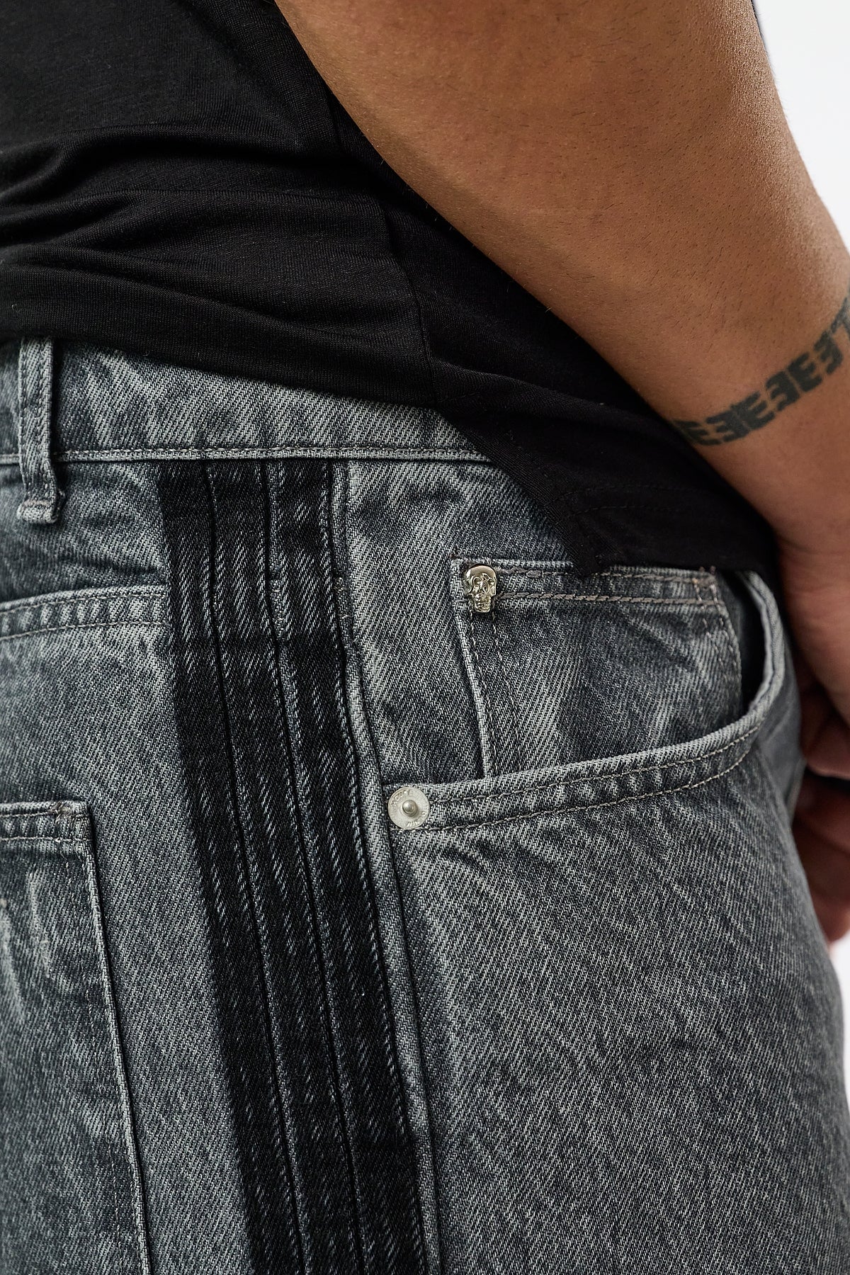 Yan Şerit Detaylı Gri Baggy Jean Erkek Pantolon COC3658