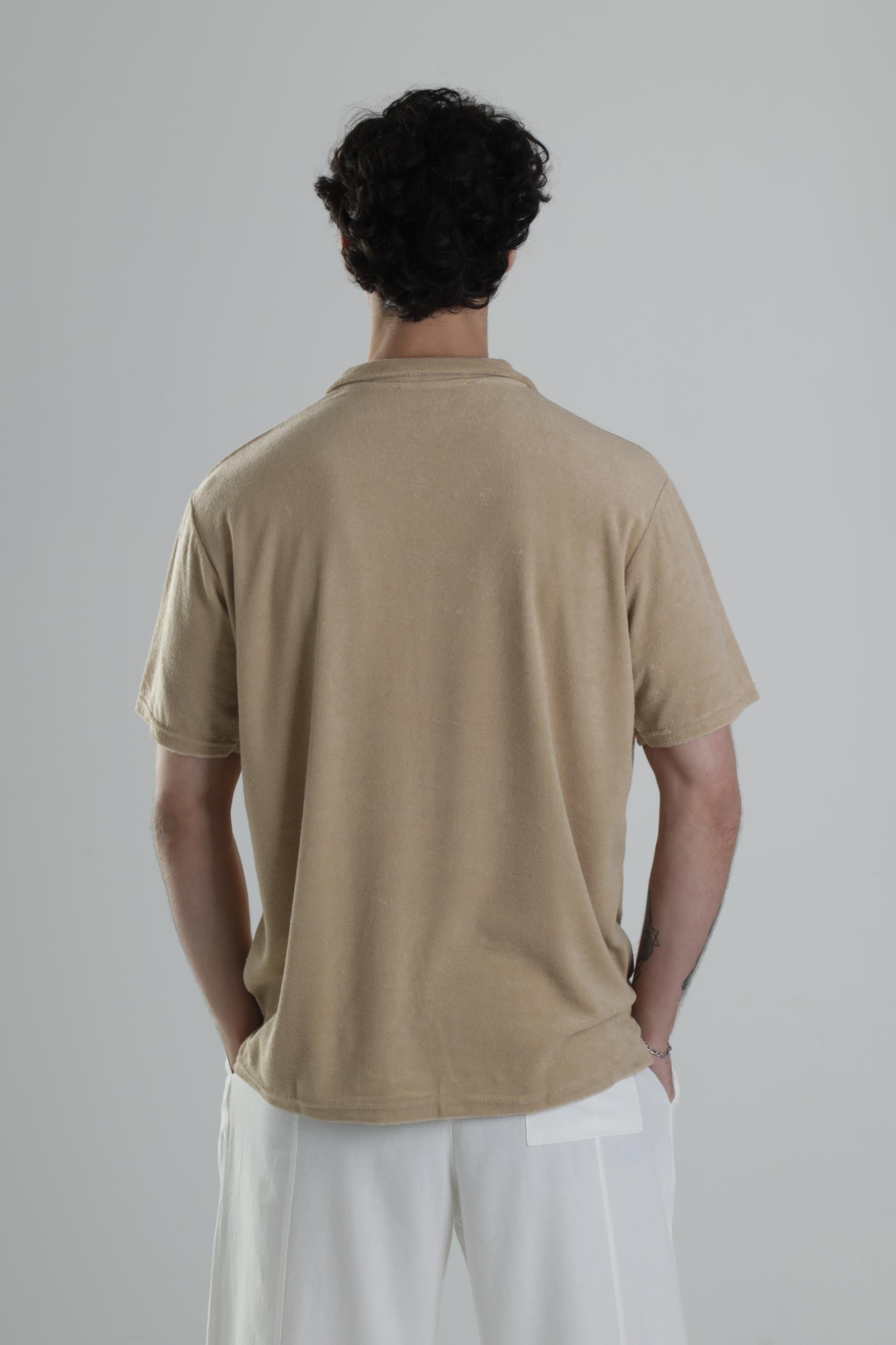 Yazlık Havlu Kumaş Bej T-Shirt COC1837