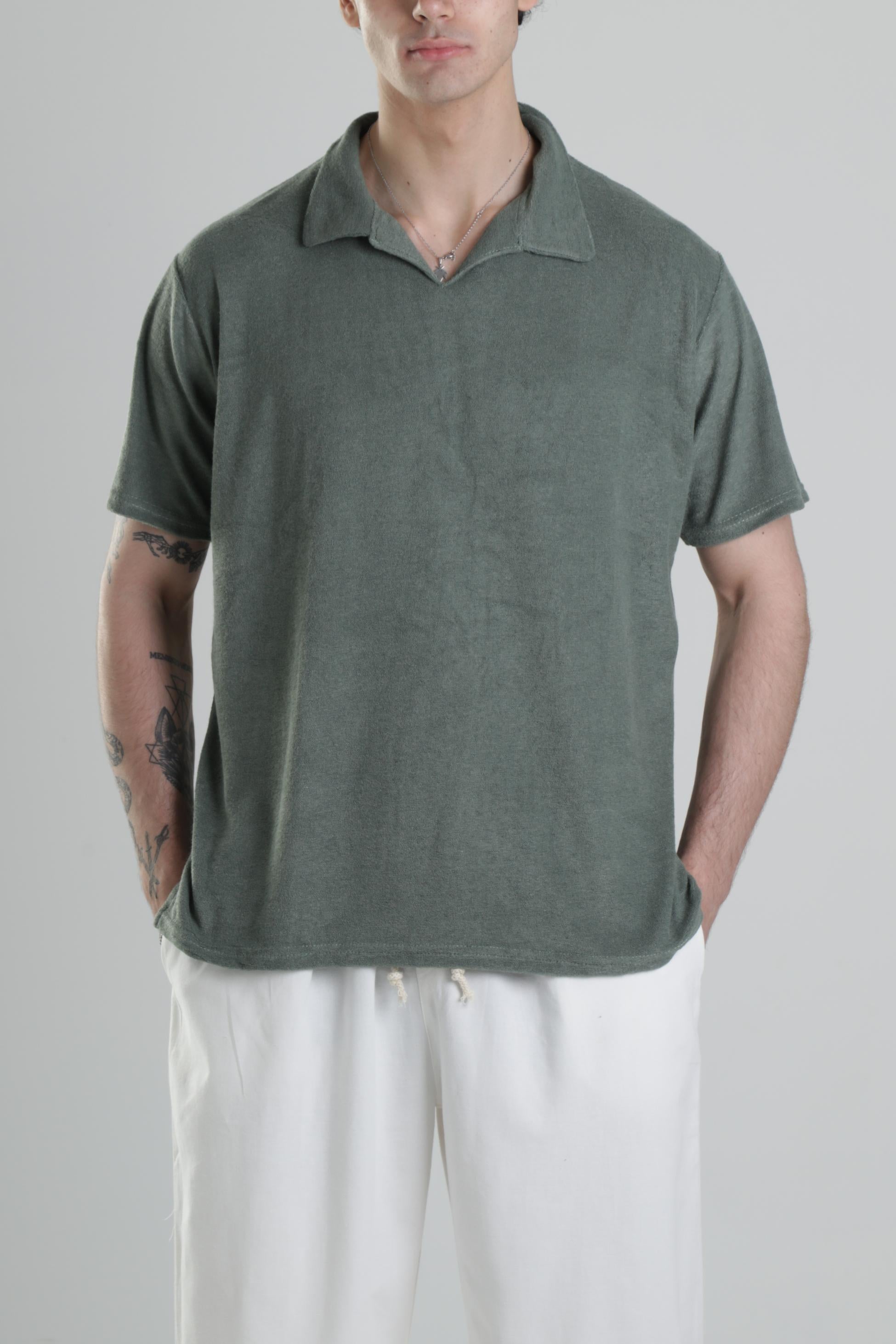 Yeşil V Yaka T-Shirt COC1857