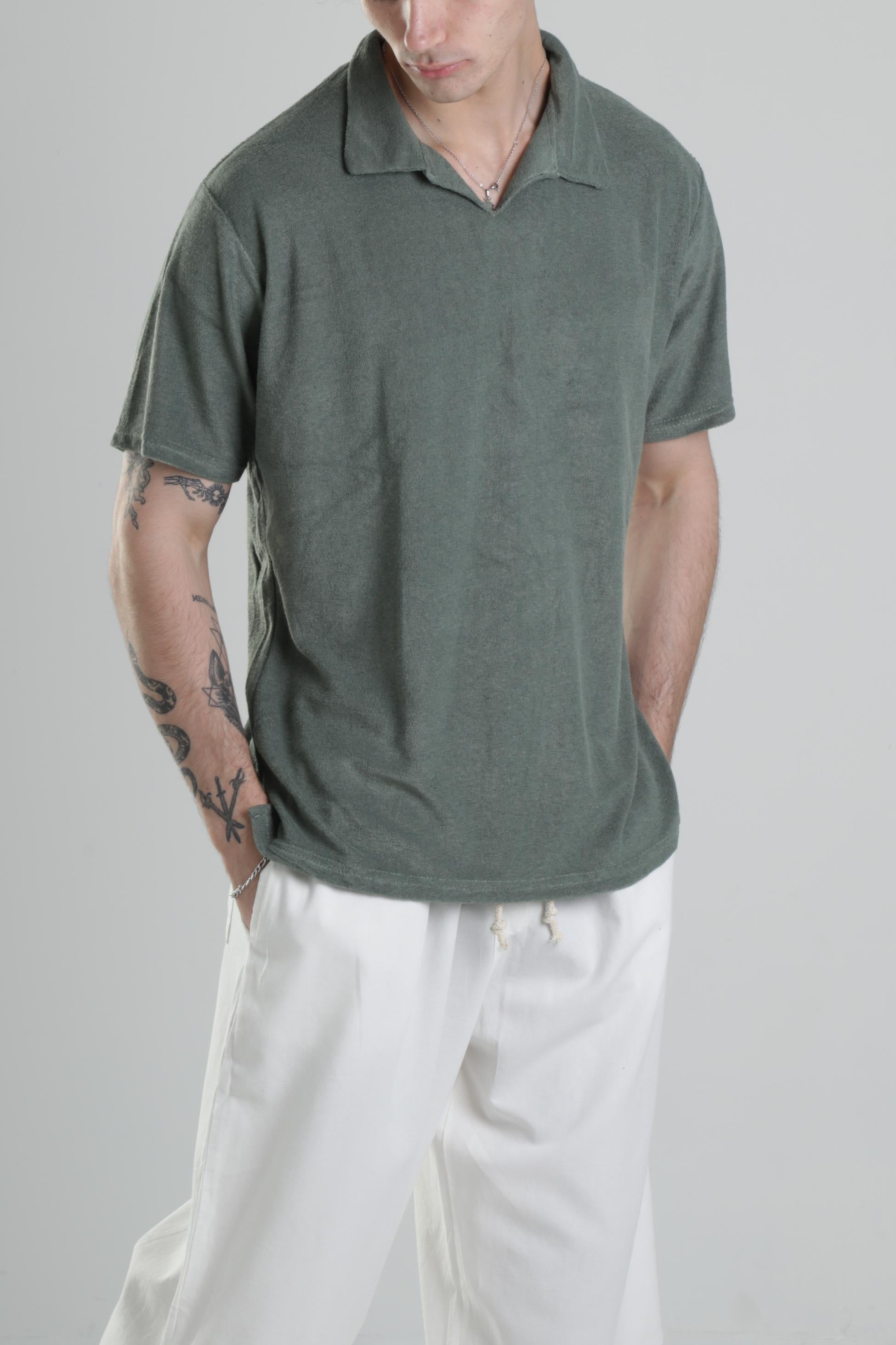 Yeşil V Yaka T-Shirt COC1857