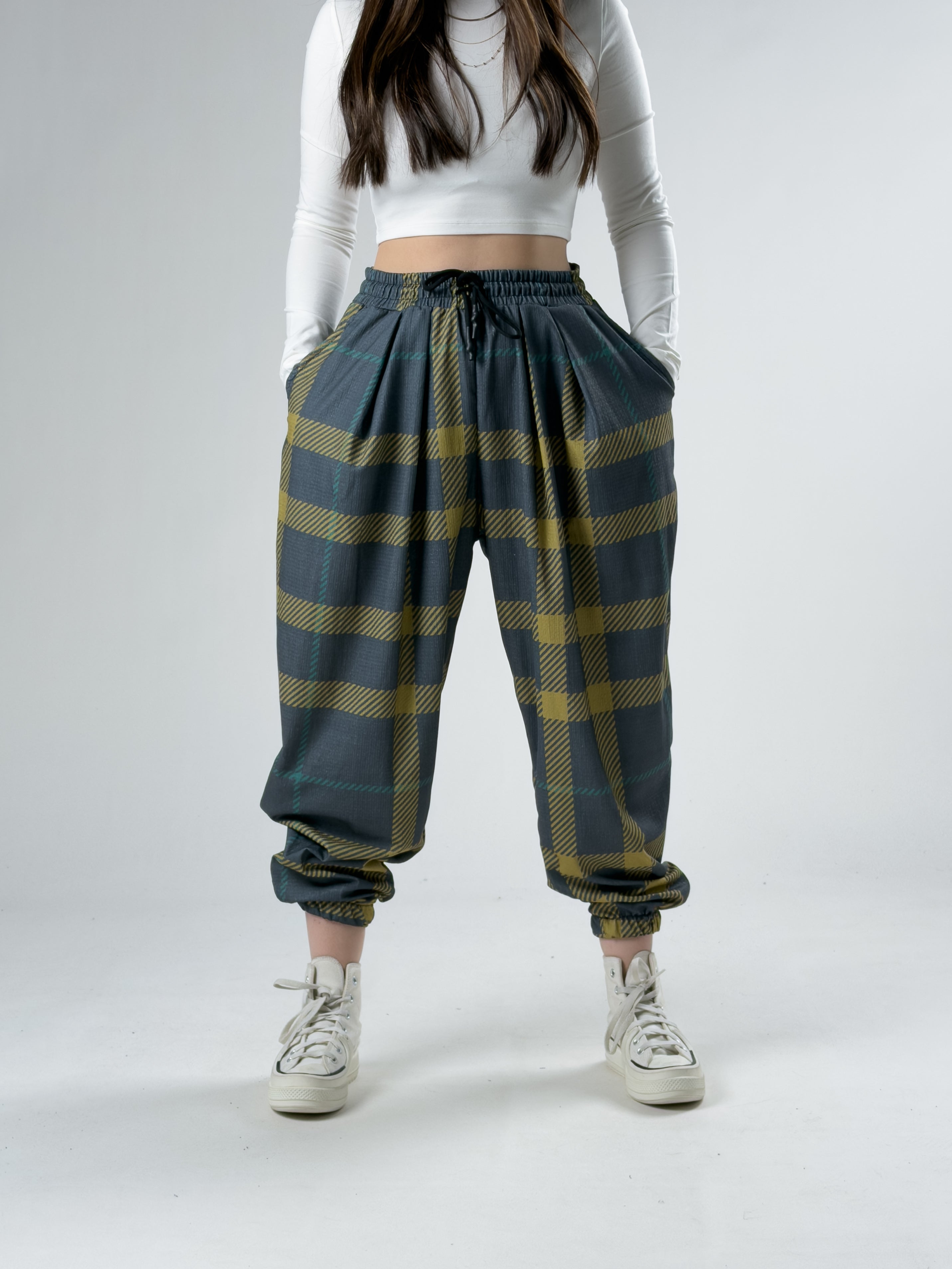 Yeşil Çizgili Kadın Jogger Pantolon COC2922