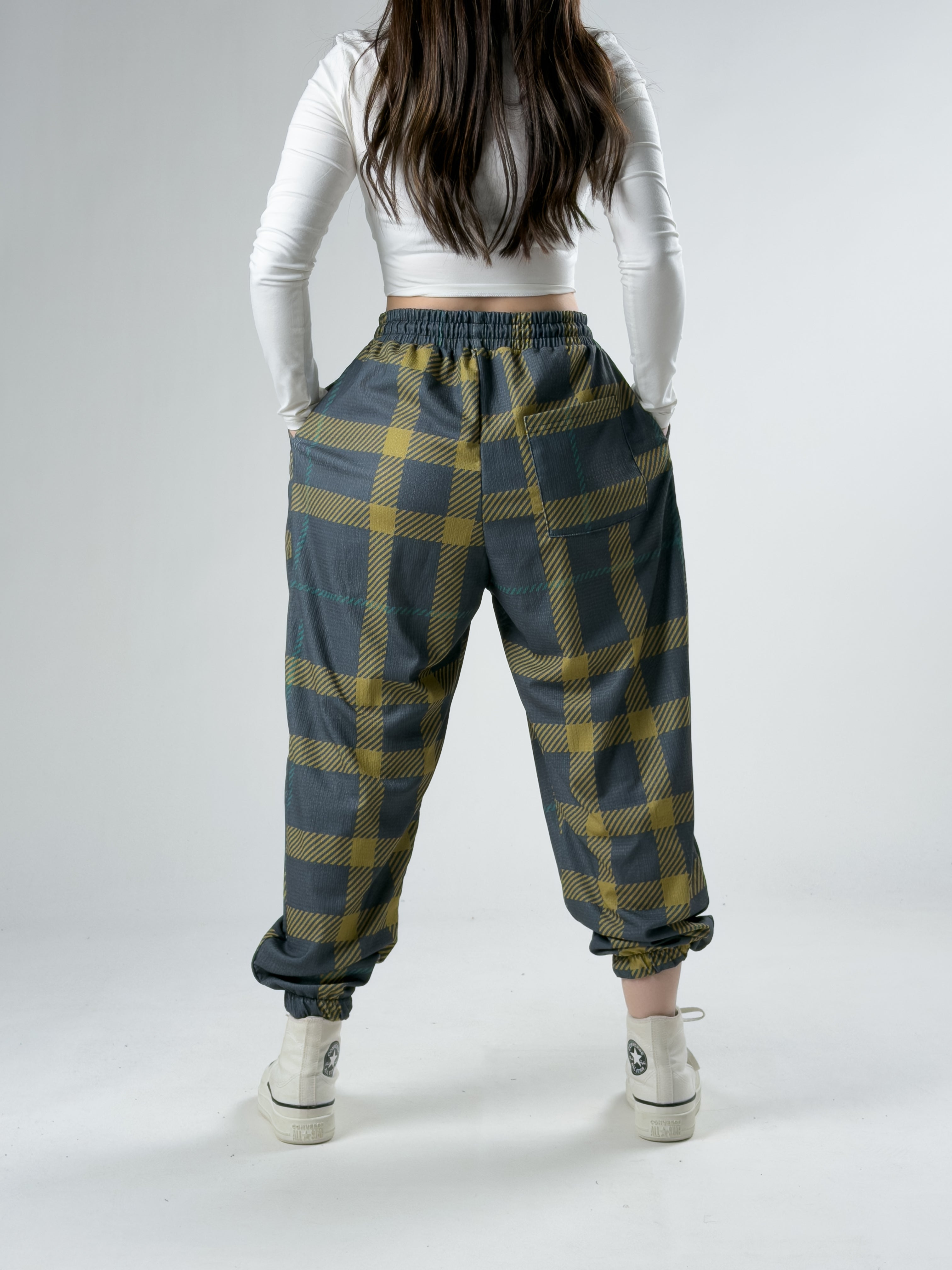 Yeşil Çizgili Kadın Jogger Pantolon COC2922
