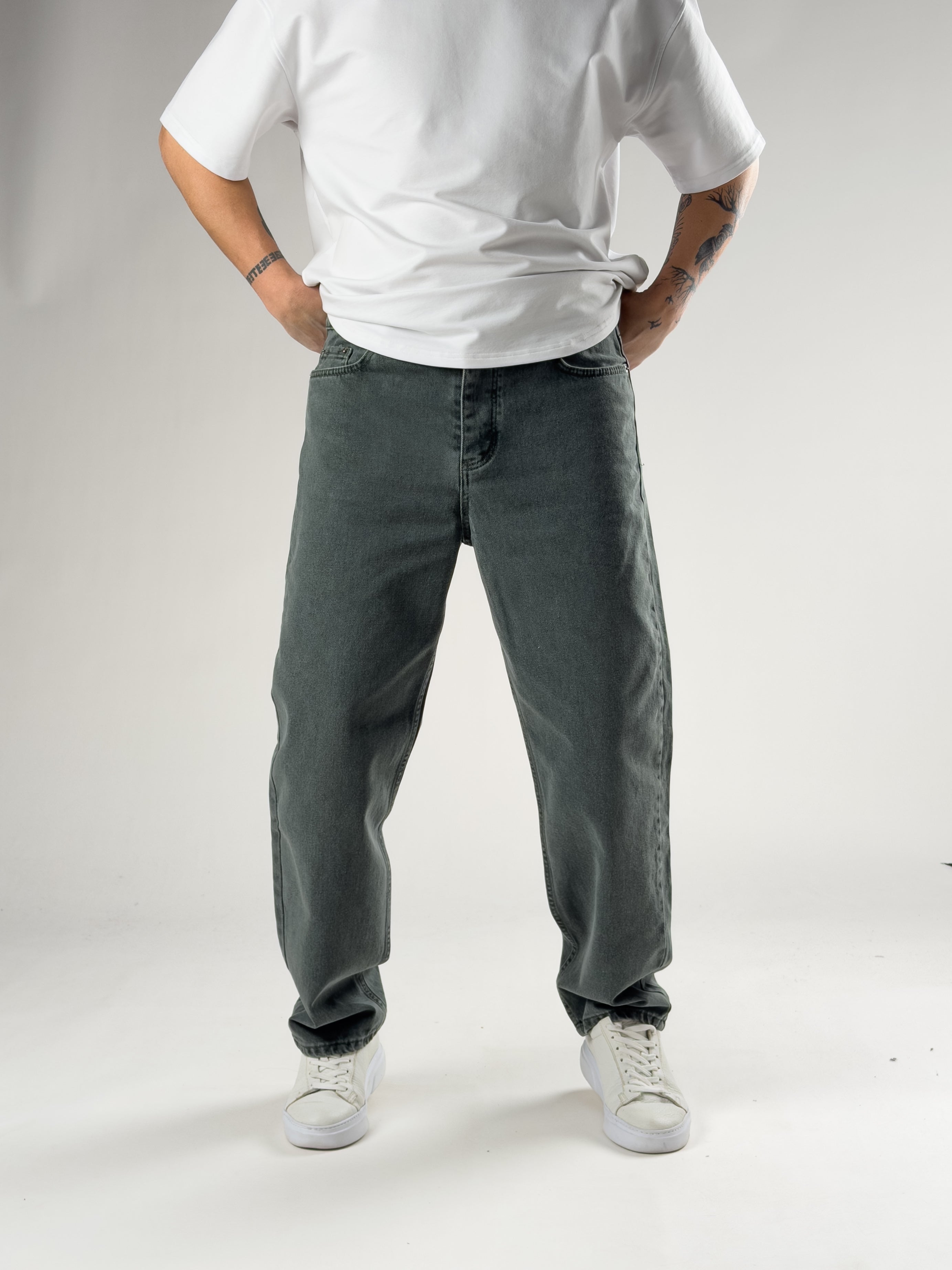 Yeşil Erkek Baggy Kot Erkek Pantolon COC2821