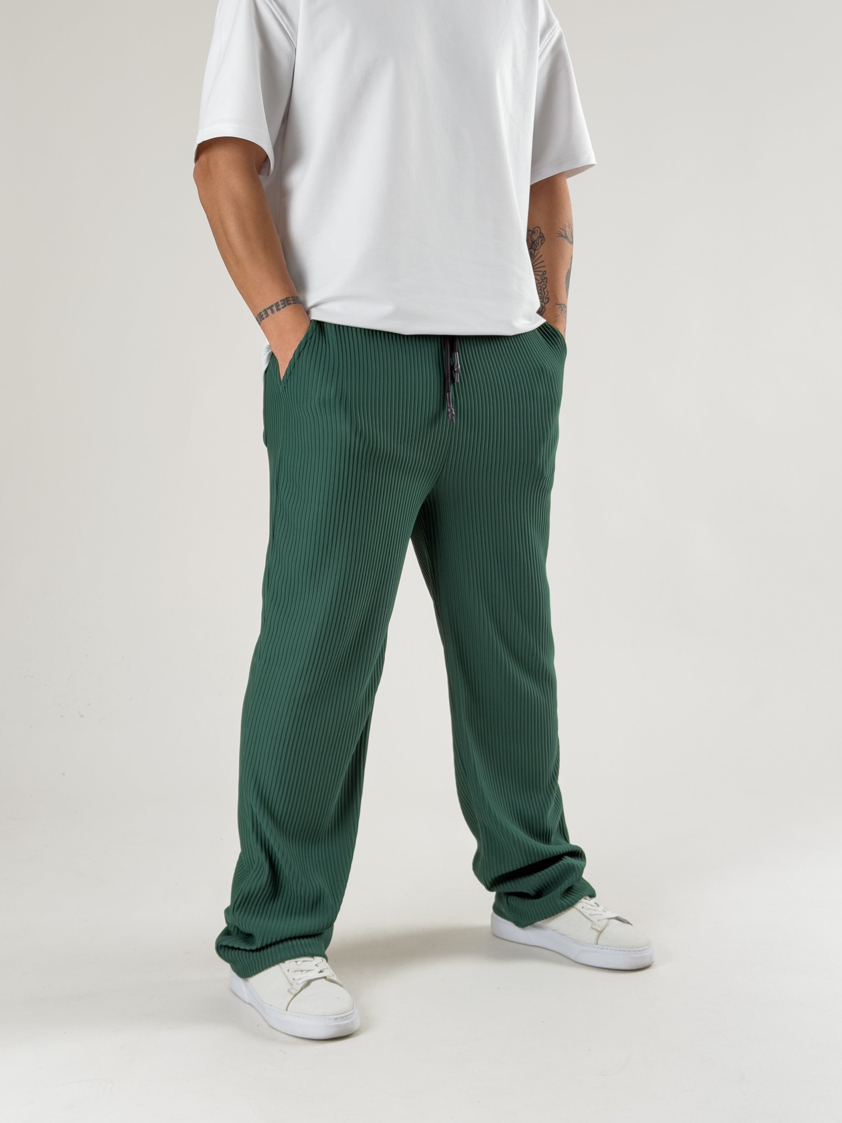 Yeşil Fitilli Erkek Baggy Pantolon COC2720